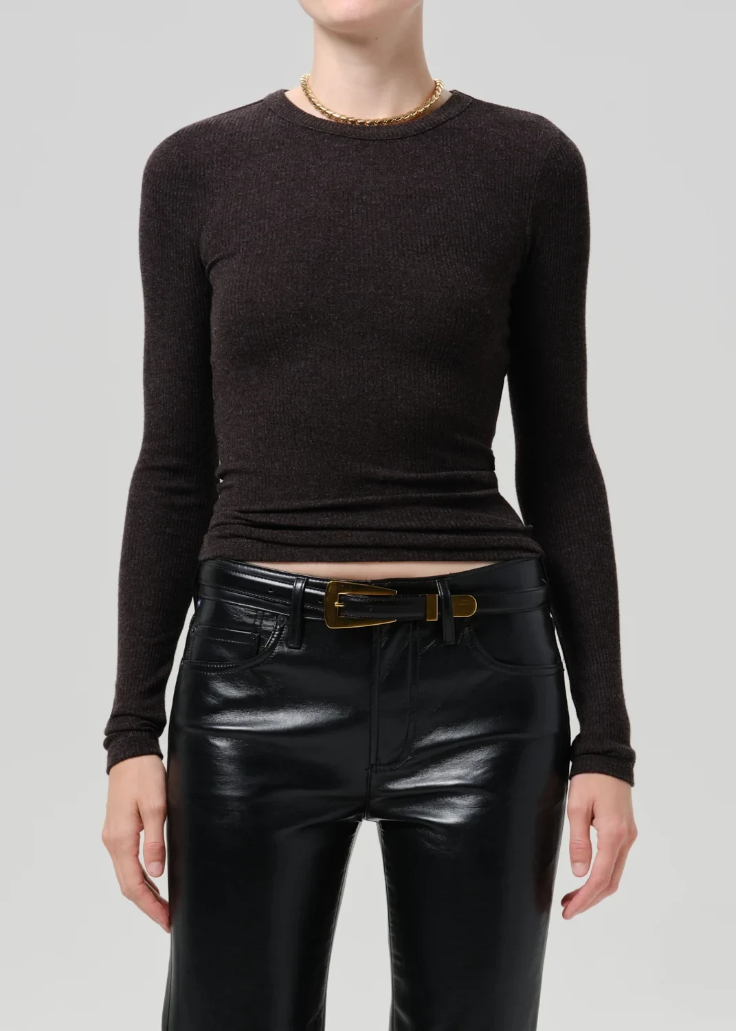 Bina Crewneck in Heather Brown