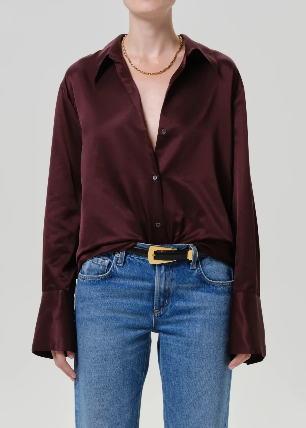Camilia Silk Cotton Shirt in Burgundy