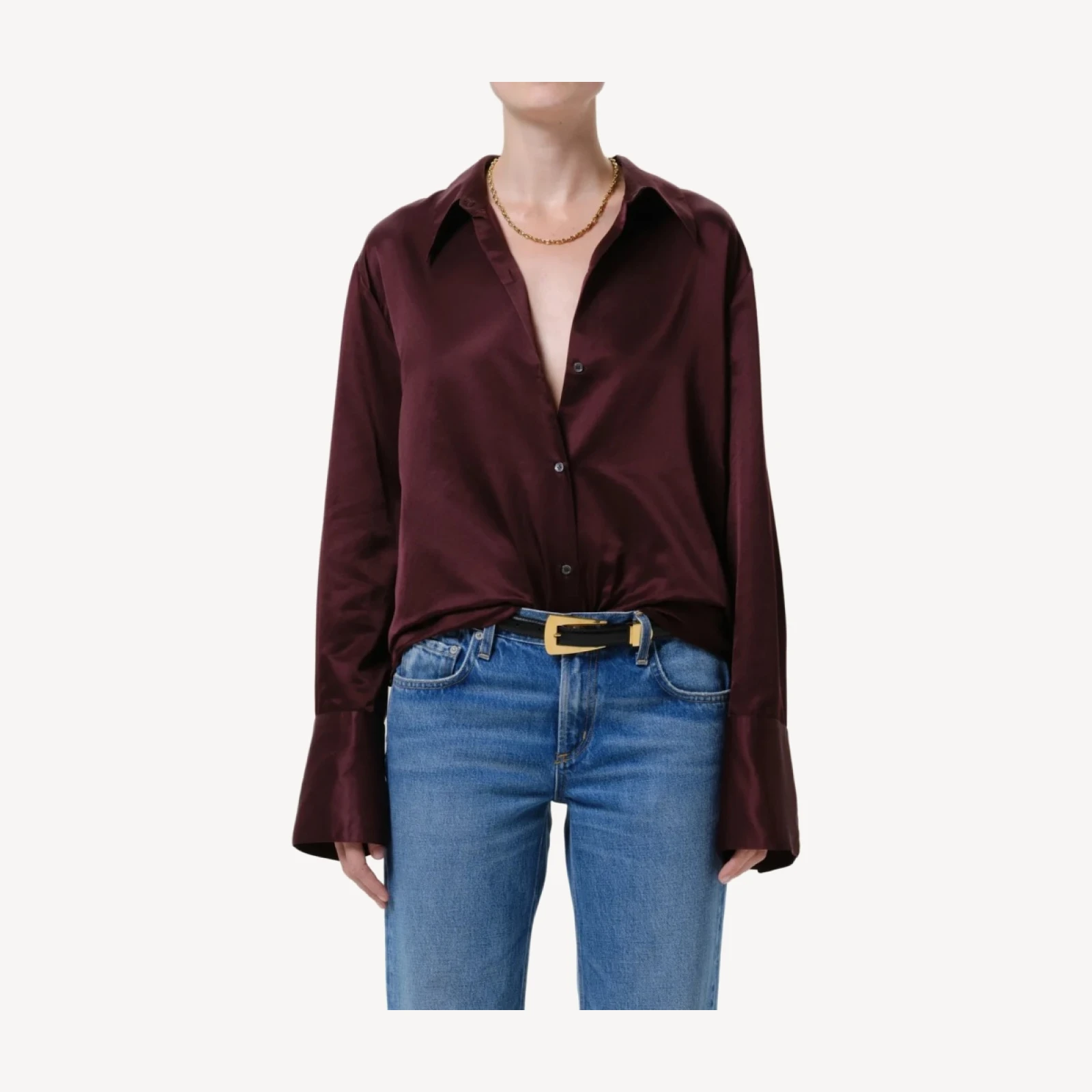 Camilia Silk Cotton Shirt in Burgundy