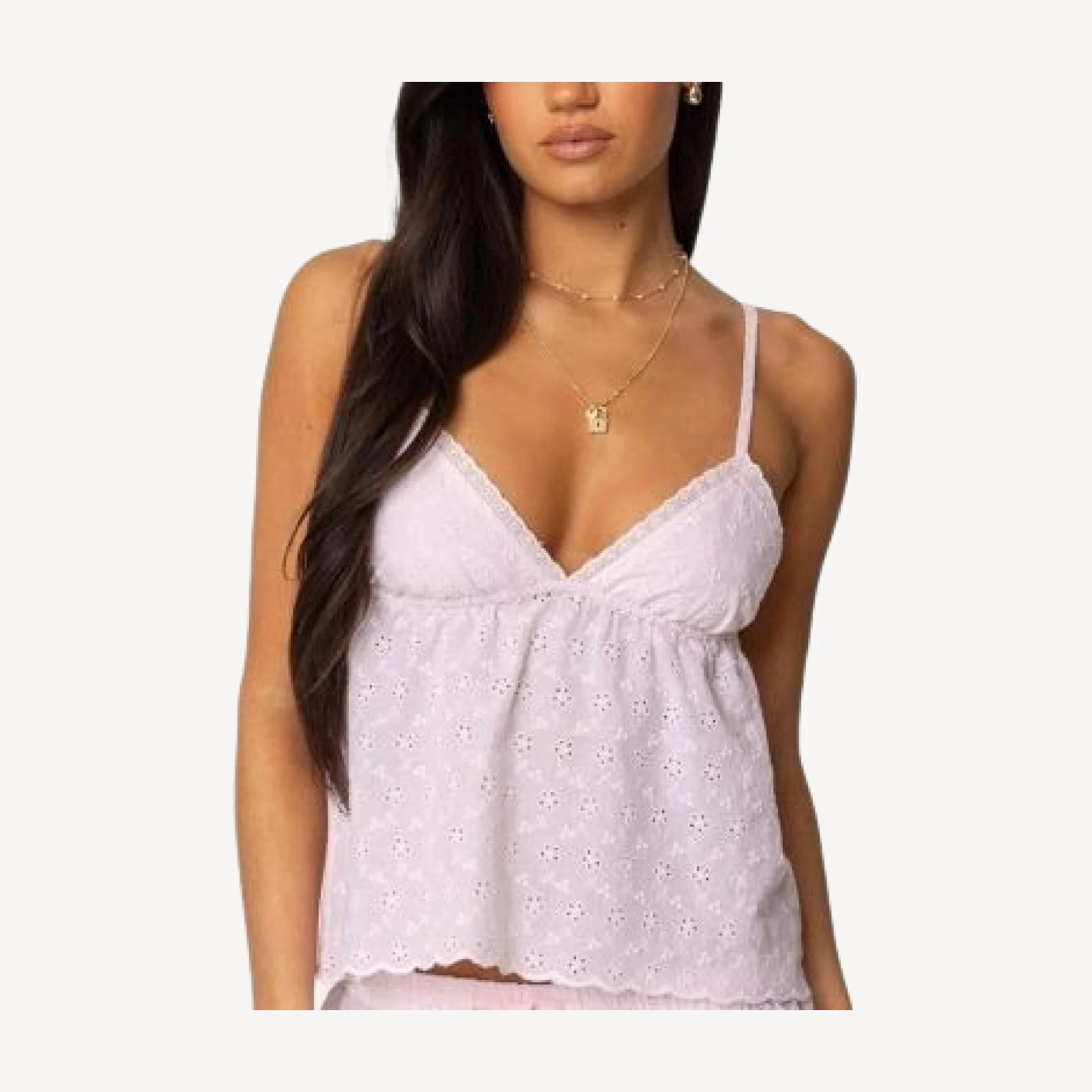 Edikted Talula Eyelet Babydoll Top