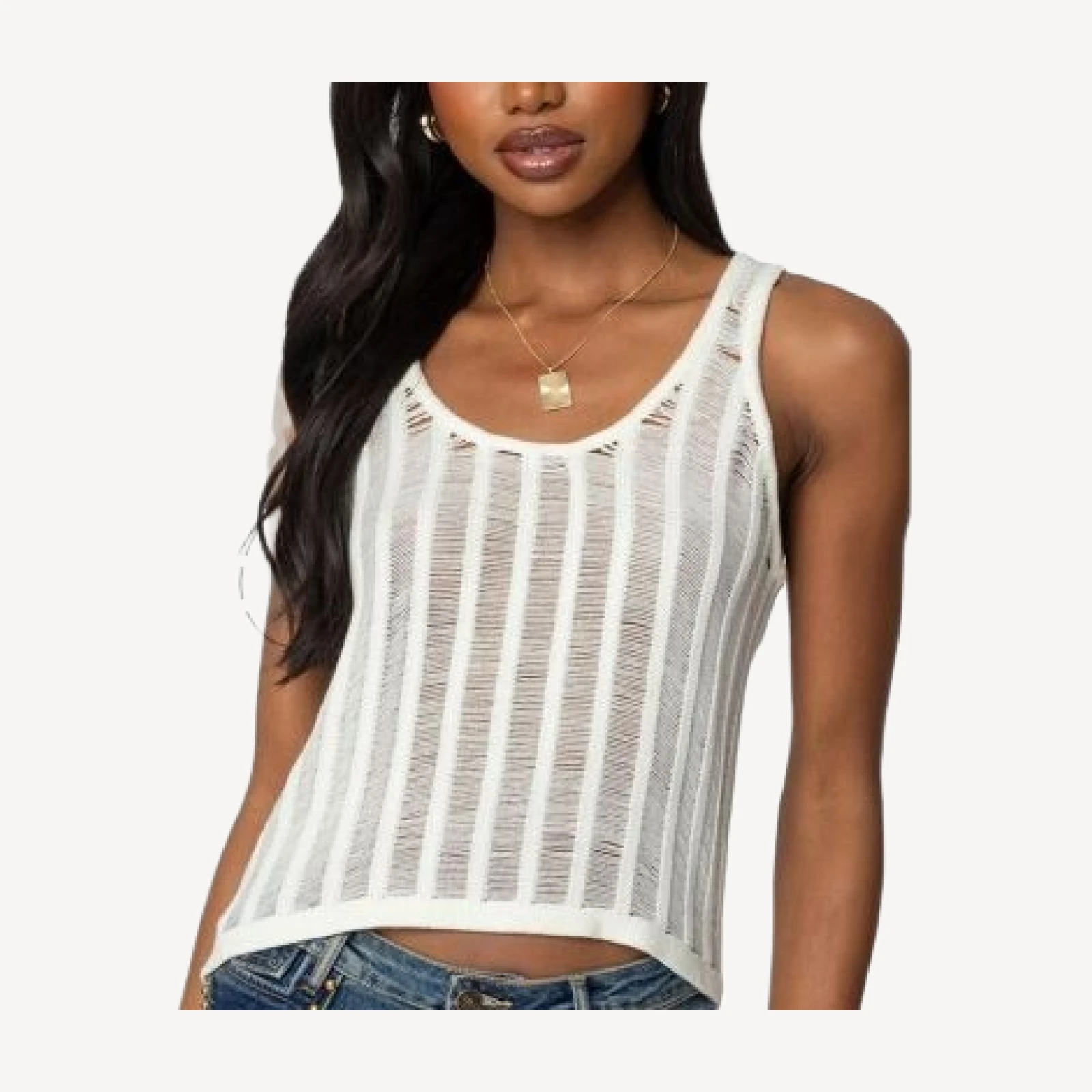 Edikted Keziah Sheer Ladder Knit Top