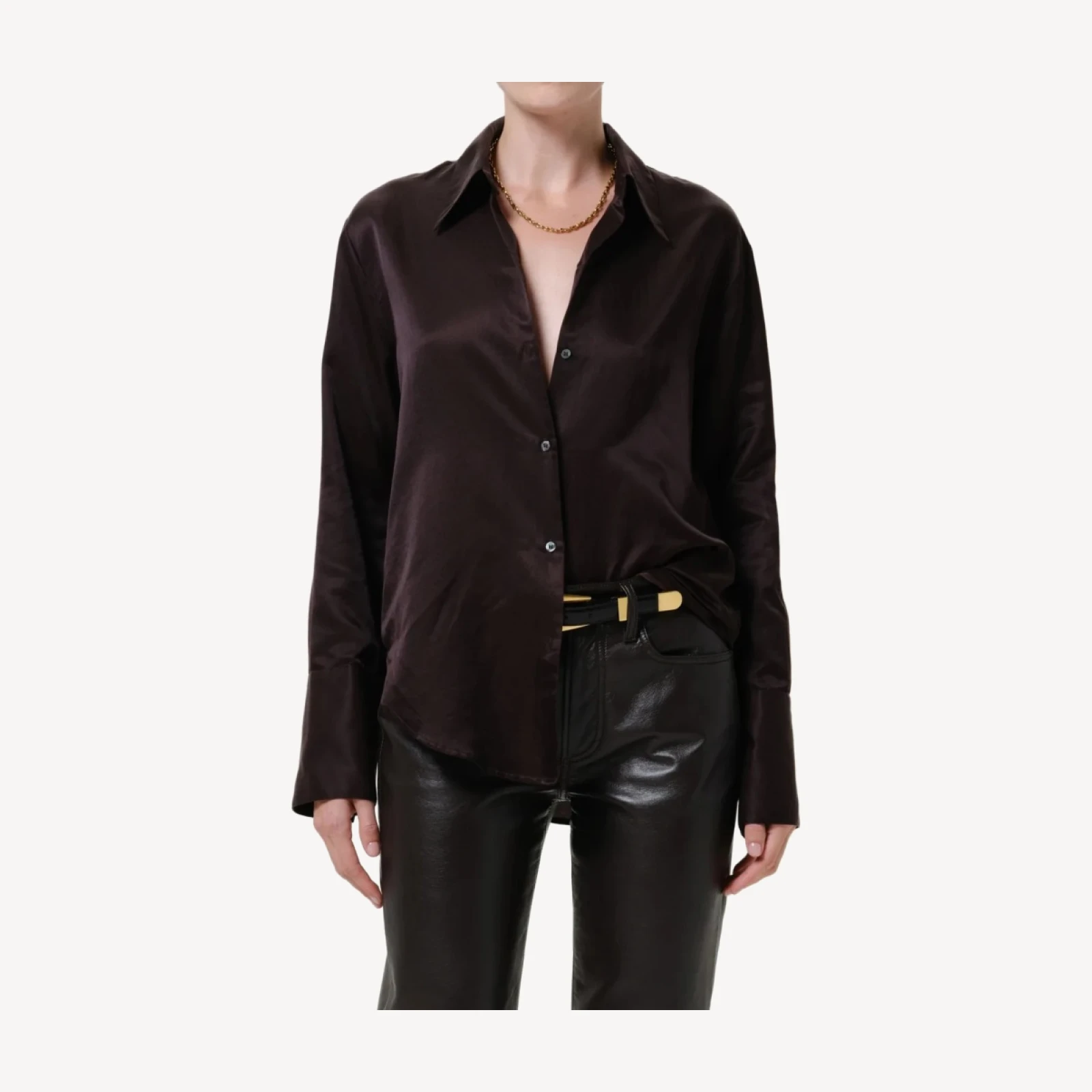 Camilia Silk Cotton Shirt in Chocolate Dark Brown