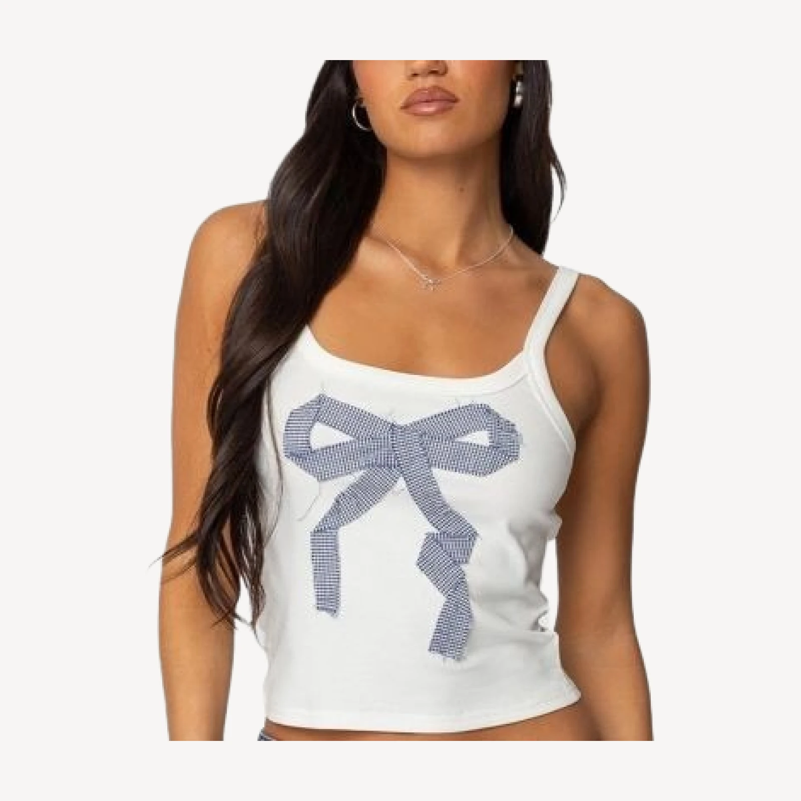 Edikted Harpa Gingham Bow Tank Top