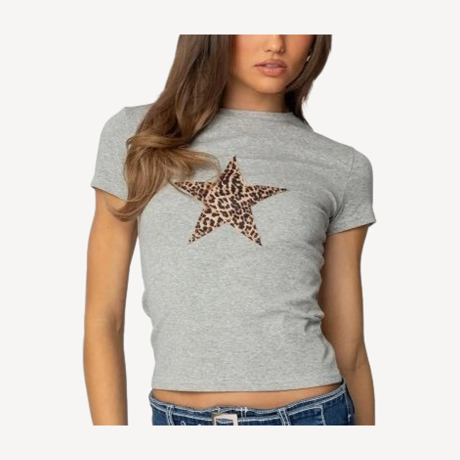 Edikted Narla Leopard Star T-Shirt