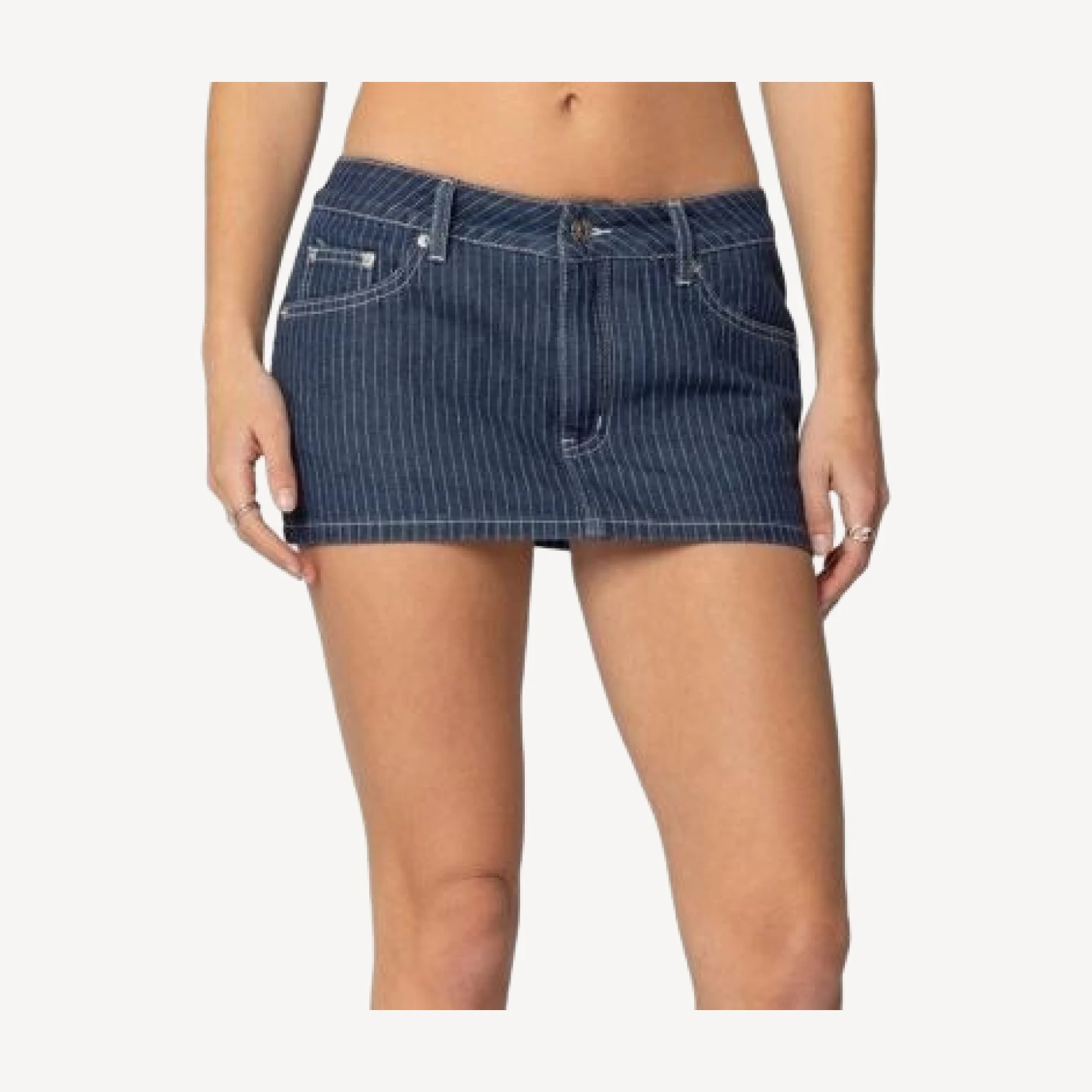 Edikted Neria Pinstripe Denim Micro Skort