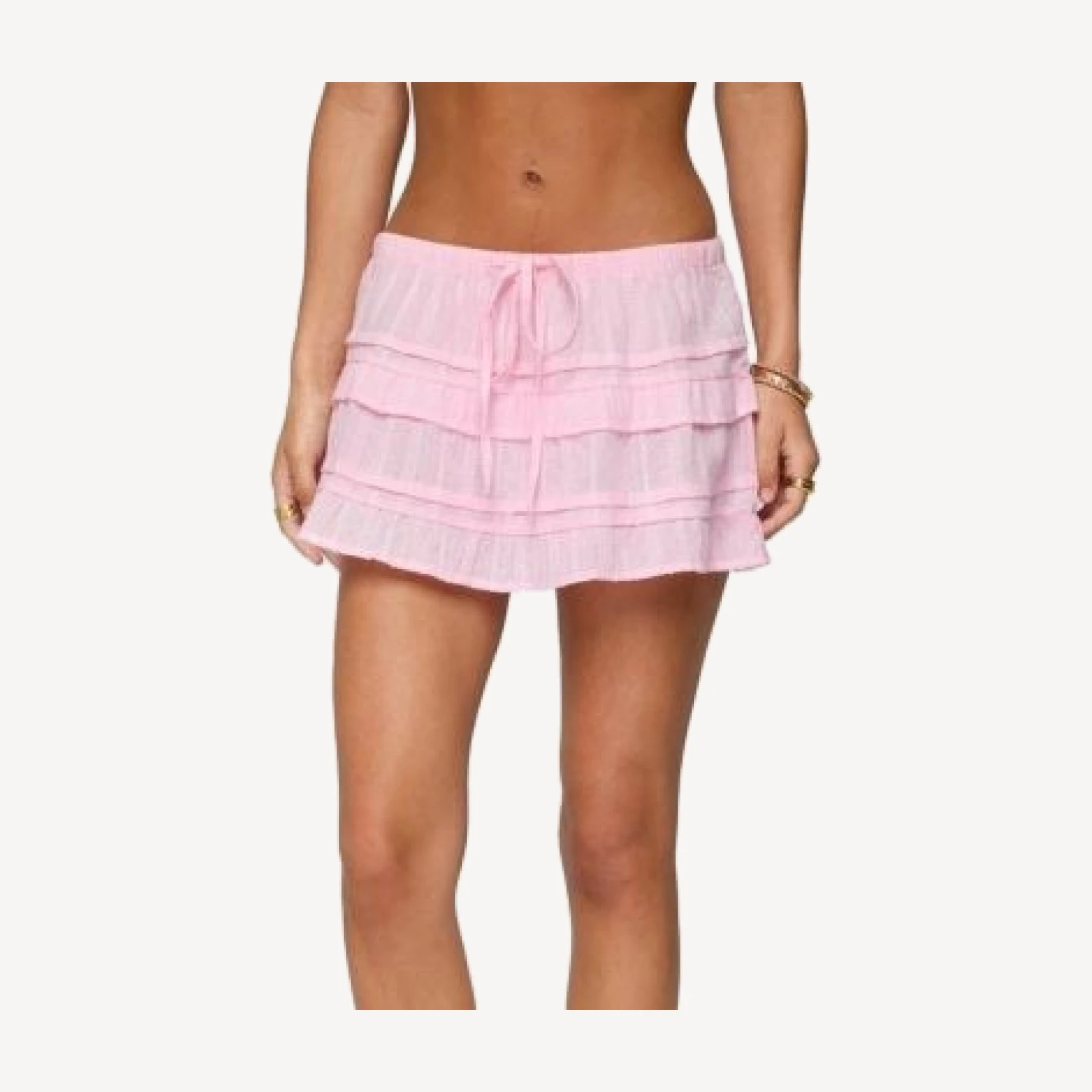 Edikted Embroidered Cotton Ruffle Mini Skirt