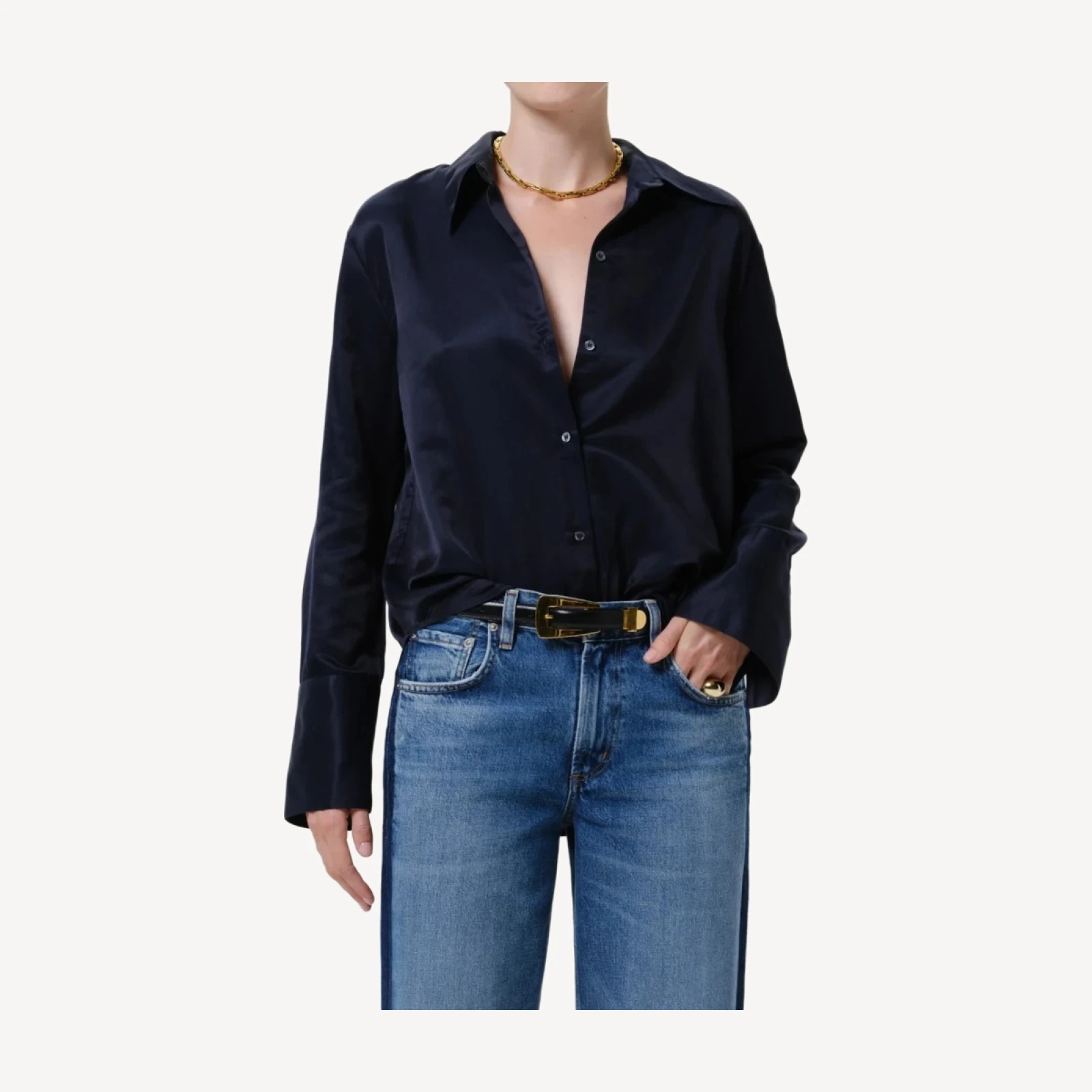 Camilia Silk Cotton Shirt in Midnight