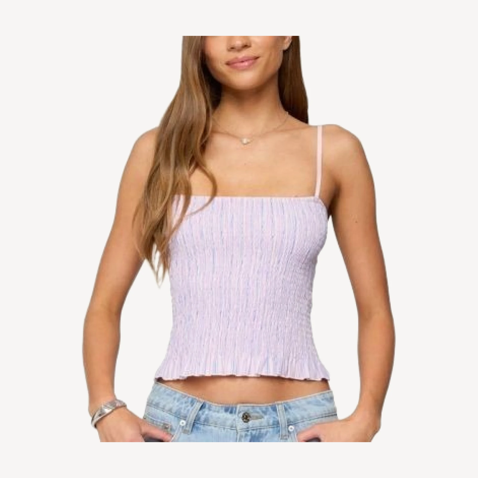 Edikted Leela Scrunch Striped Tank Top