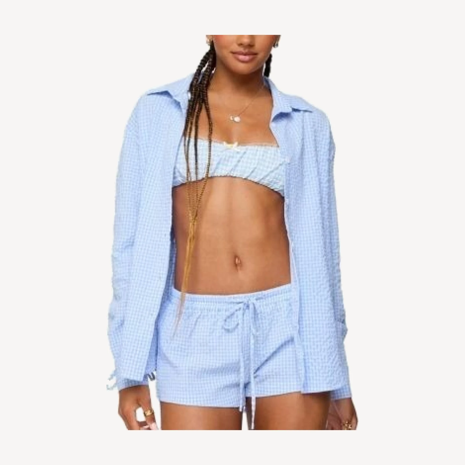 Edikted Lira Oversized Gingham Button Up Shirt