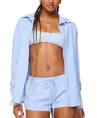 Edikted Lira Oversized Gingham Button Up Shirt