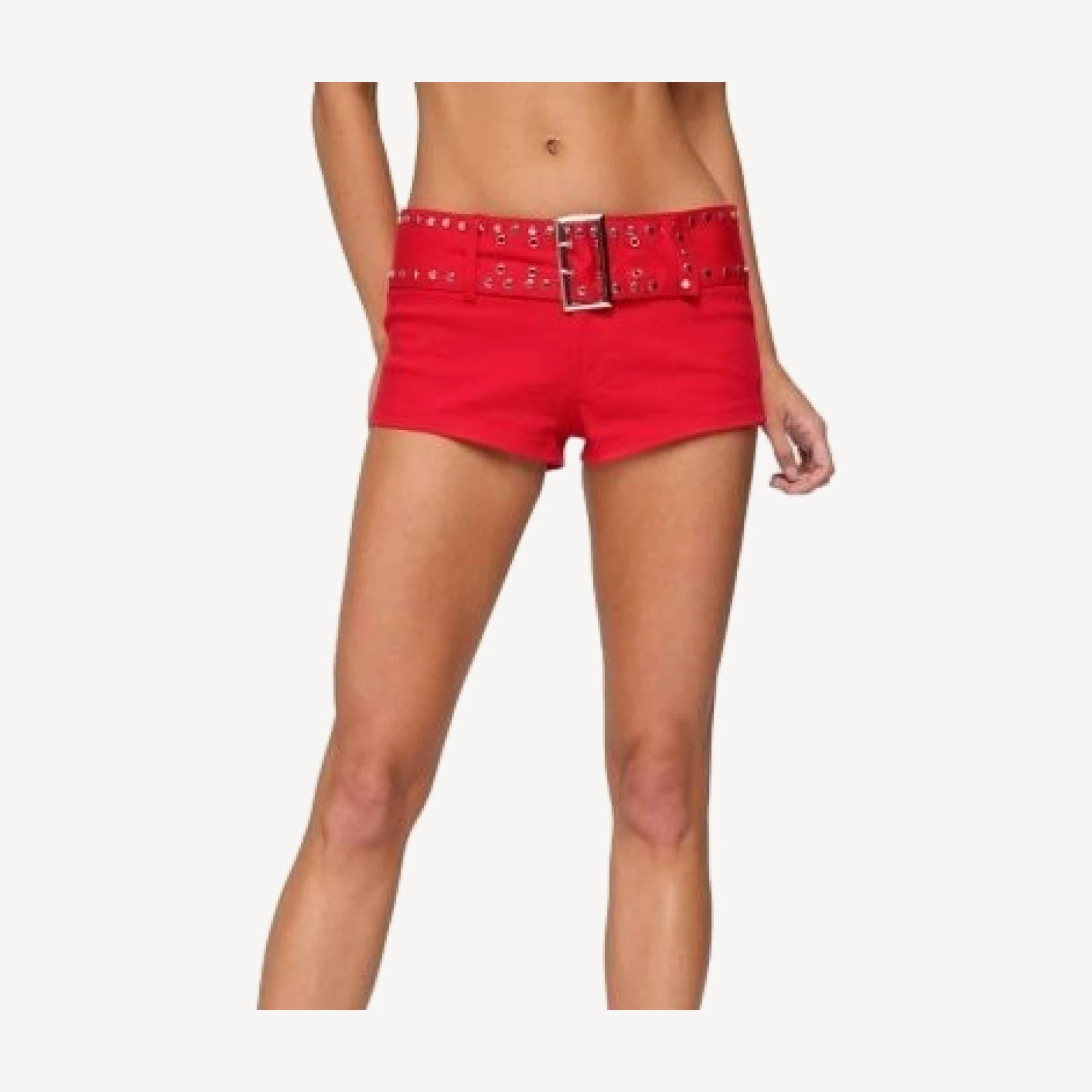 Edikted Studded Belt Denim Micro Shorts