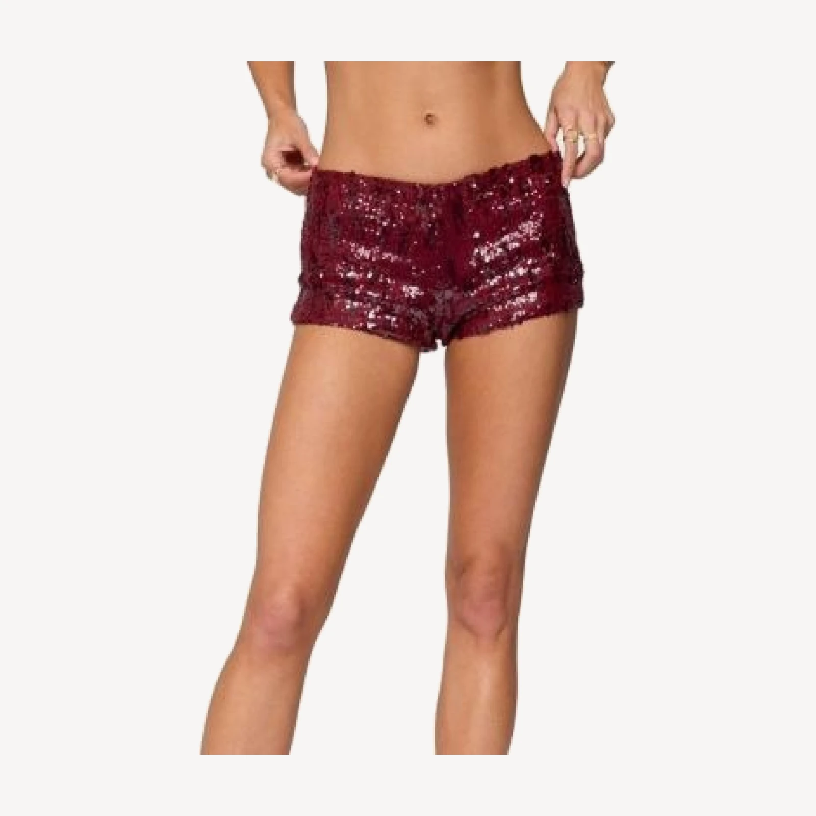 Edikted Clove Low Rise Sequin Micro Shorts