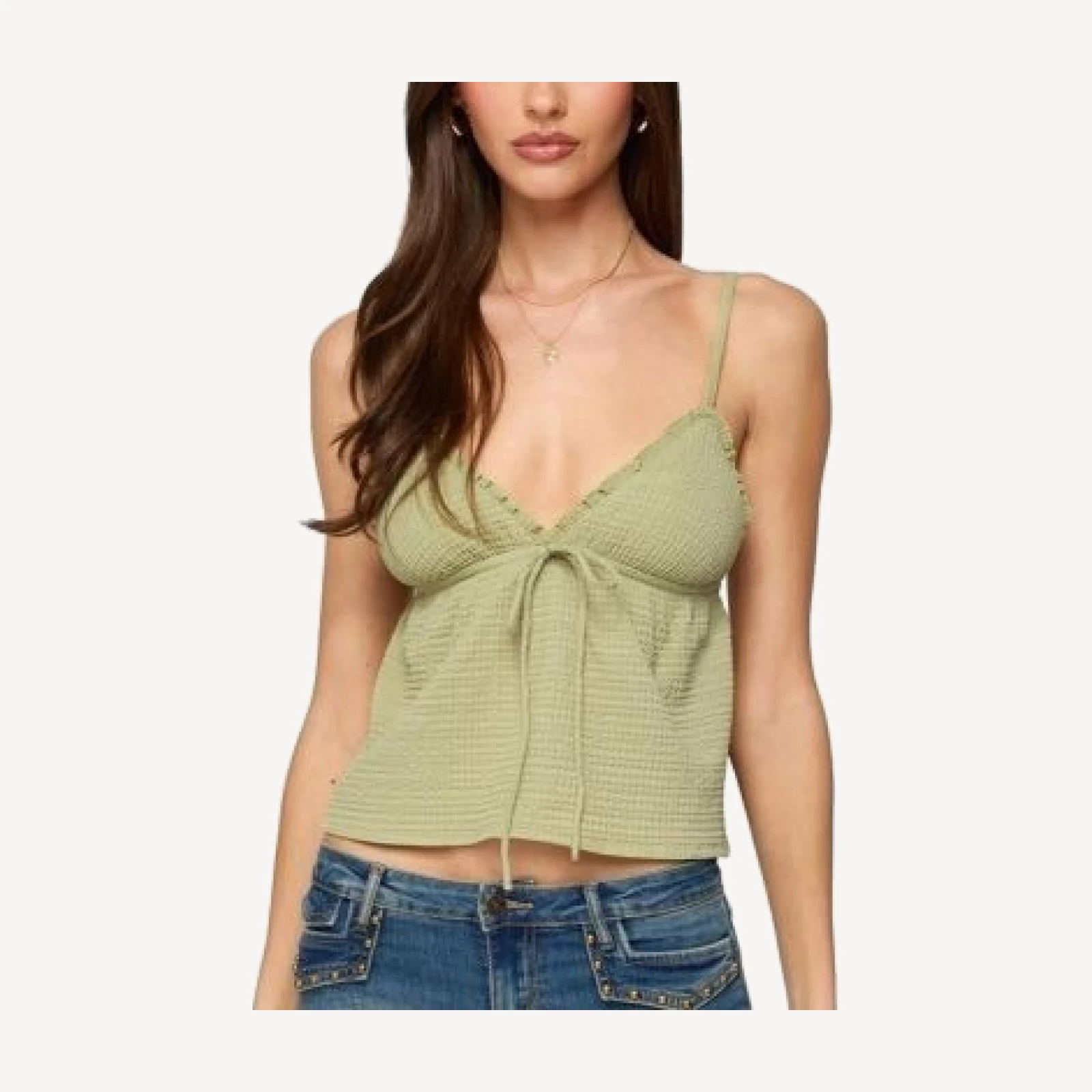 Edikted Brianne Textured Babydoll Tank Top