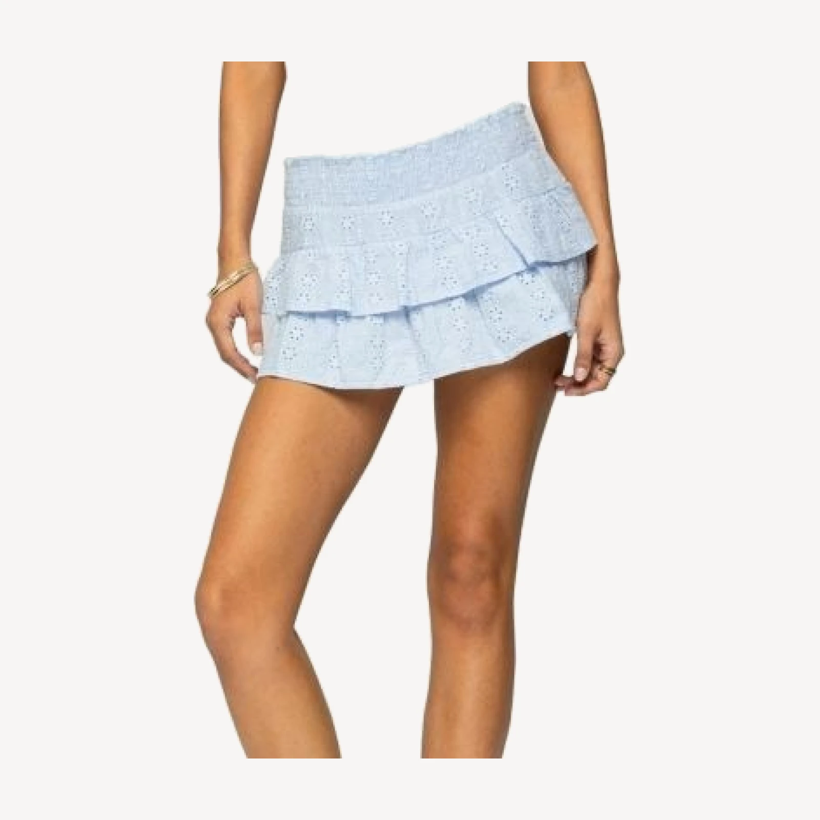 Edikted Kayla Ruffled Eyelet Mini Skort