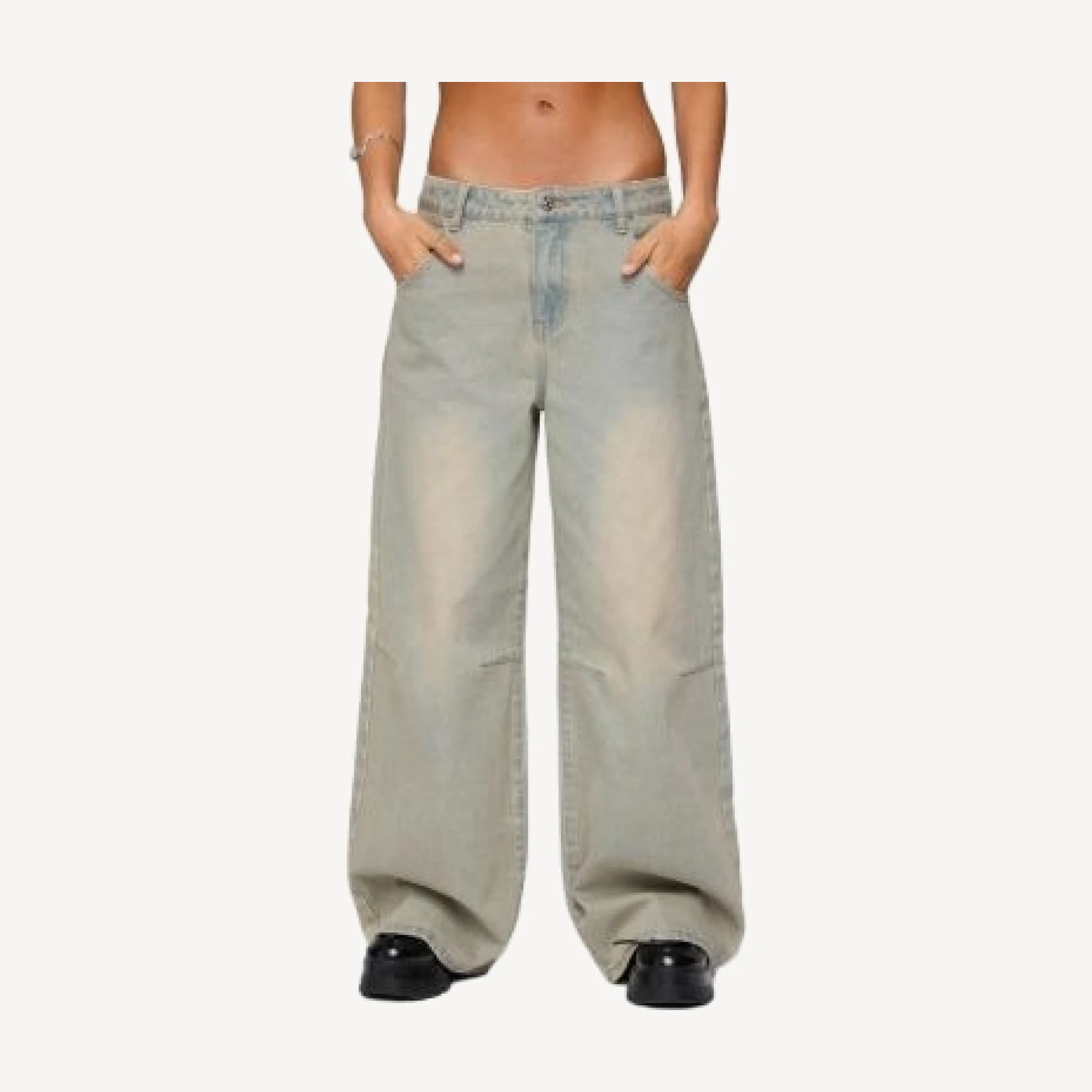 Edikted Santi Low Rise Wide Leg Light Rinse Jeans