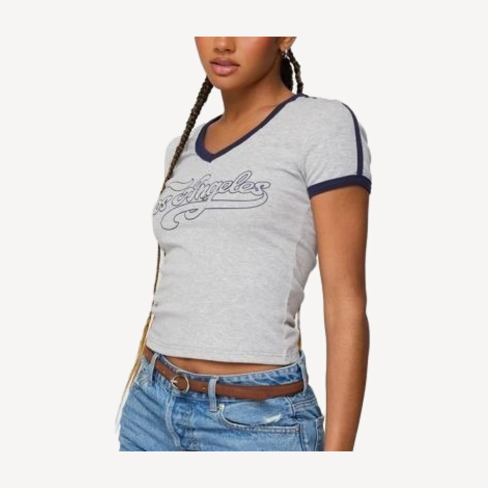 Edikted Los Angeles Contrast T Shirt