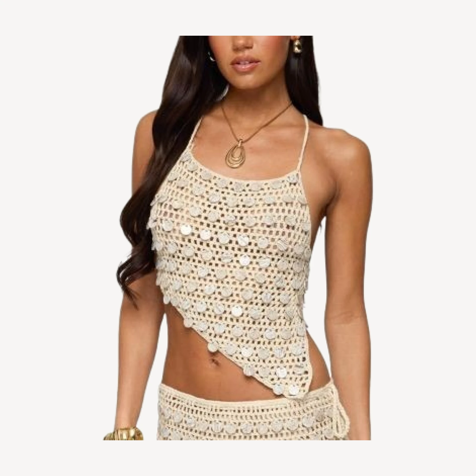 Edikted Alora Iridescent Crochet Top