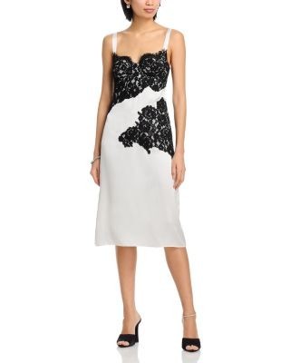 L'Agence Fenna Silk Lace Applique Dress
