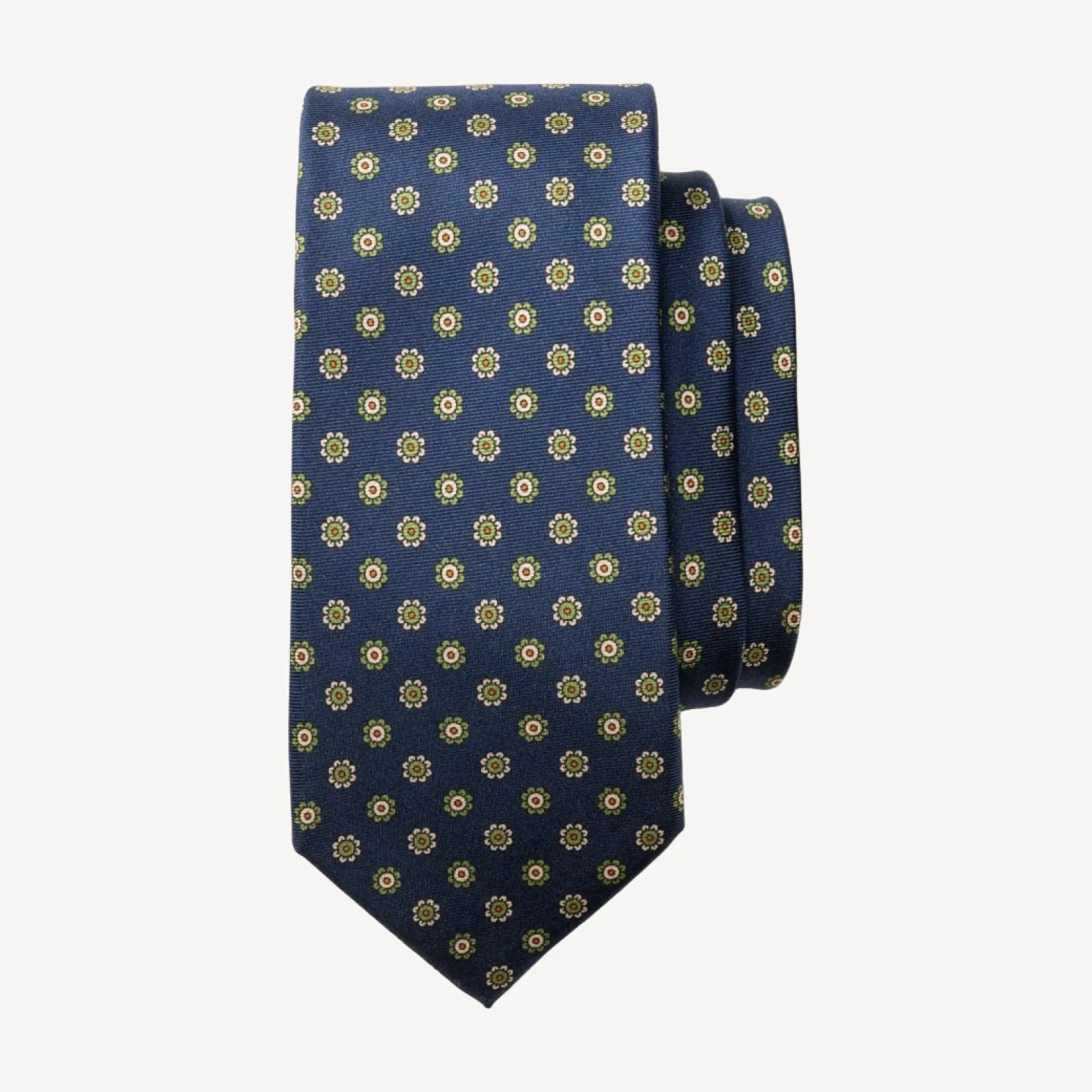 Silk Foulard Tie - Navy