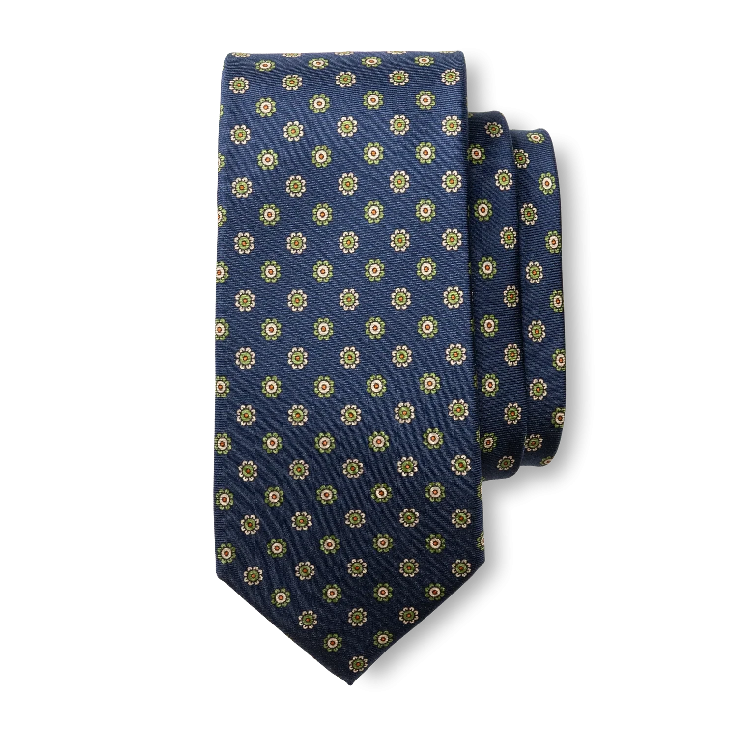 Silk Foulard Tie - Navy
