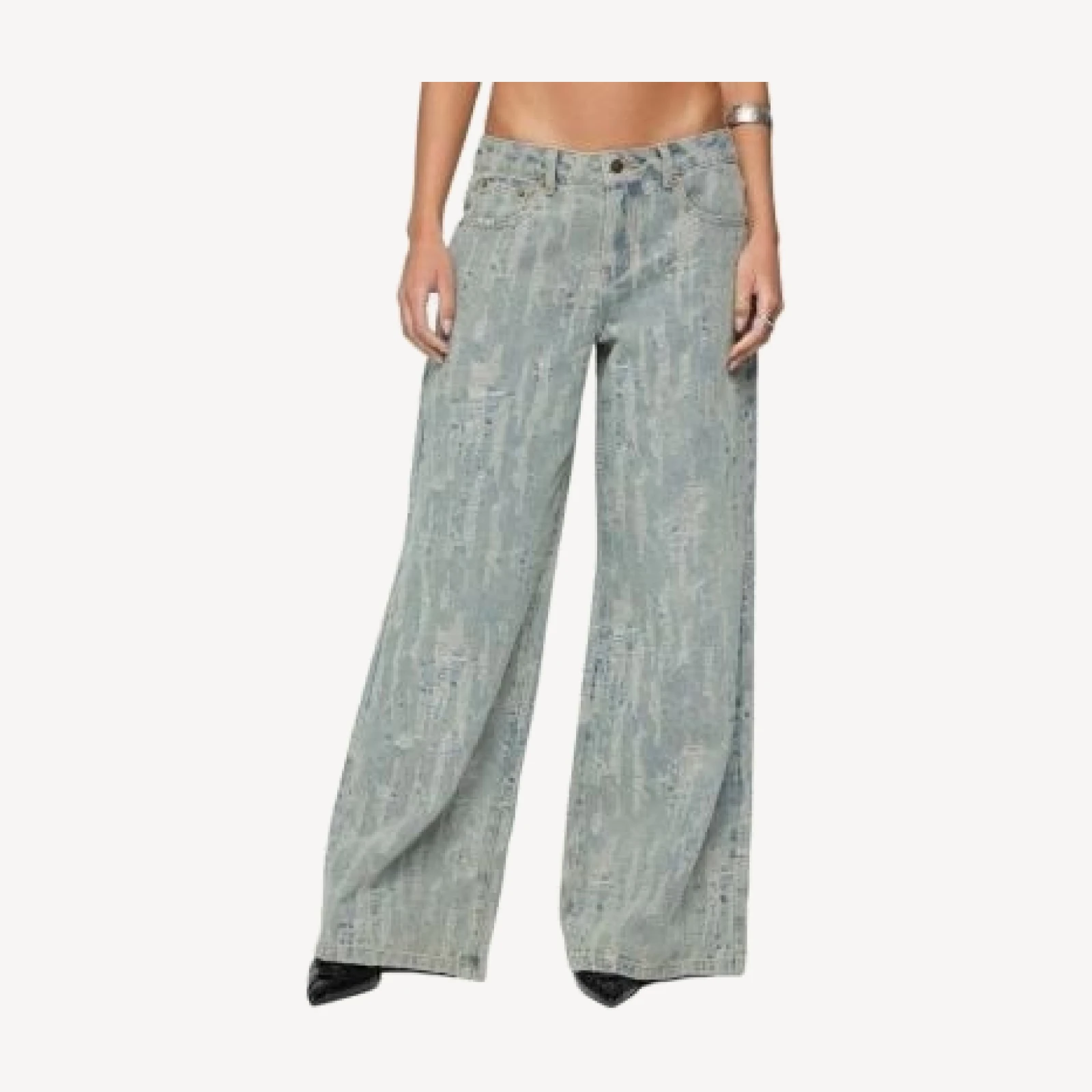 Edikted Blaze Distressed Low Rise Light Rinse Wash Jeans
