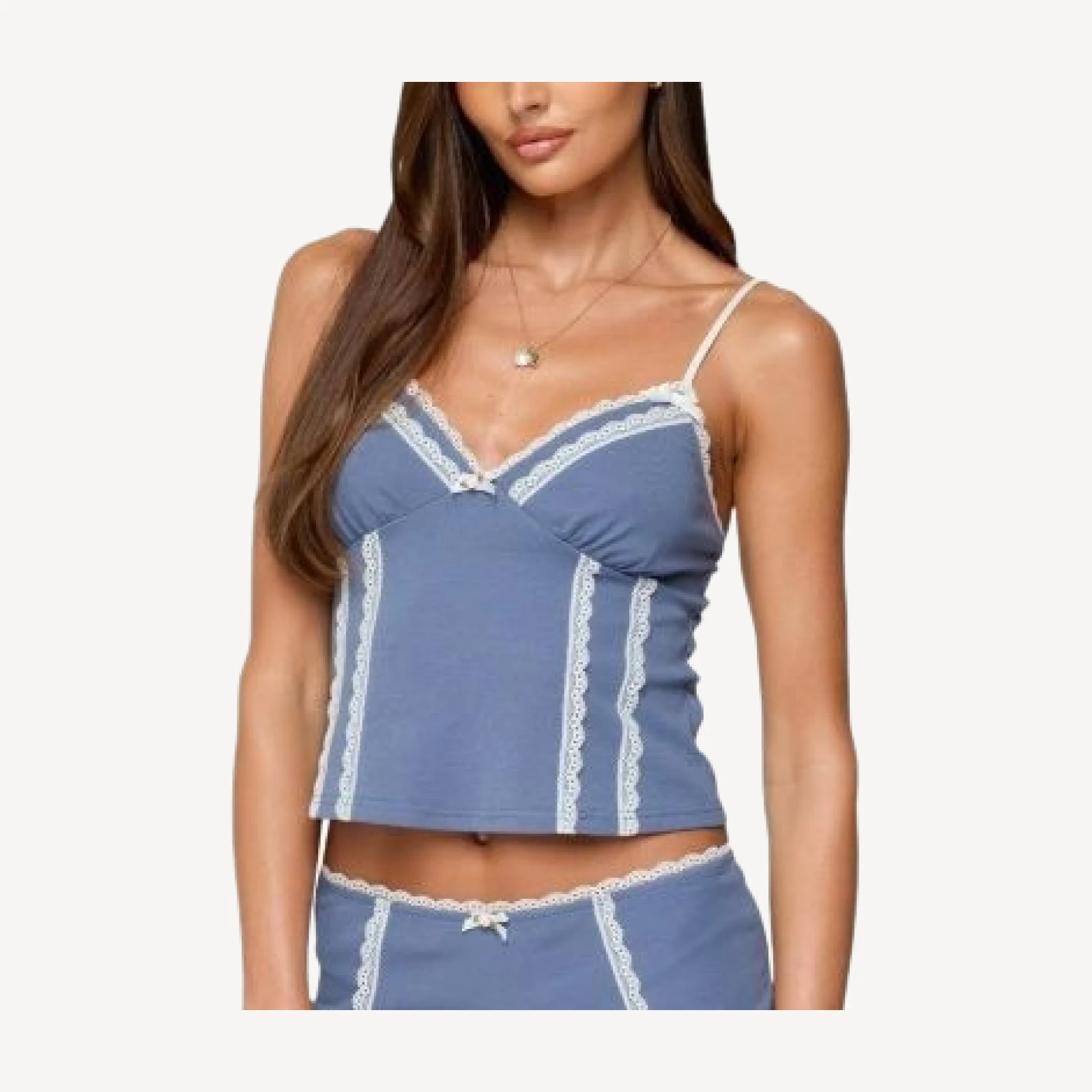 Edikted Eliane Contrast Lacey Tank Top