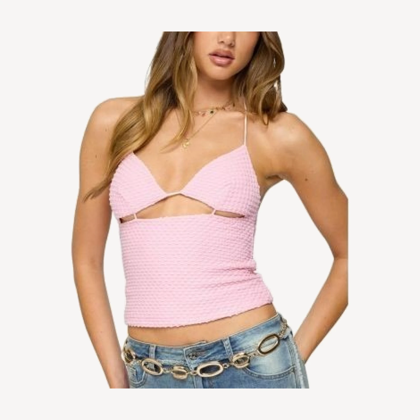 Edikted Lital Backless Cut Out Textured Top