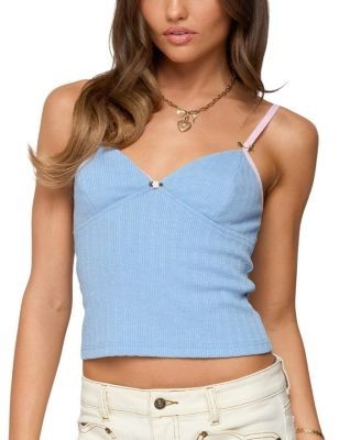 Edikted Cosette Pointelle Cupped Tank Top