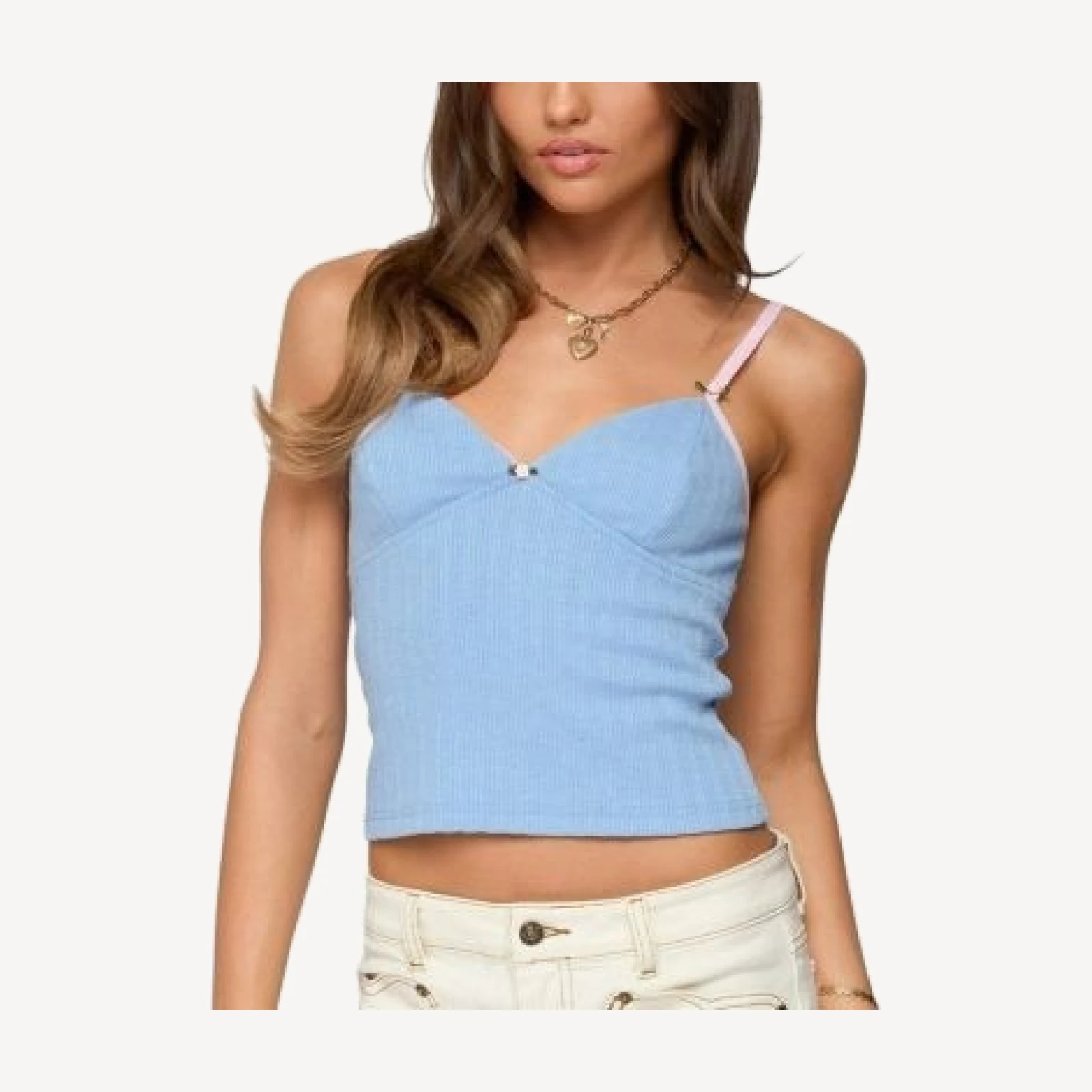 Edikted Cosette Pointelle Cupped Tank Top