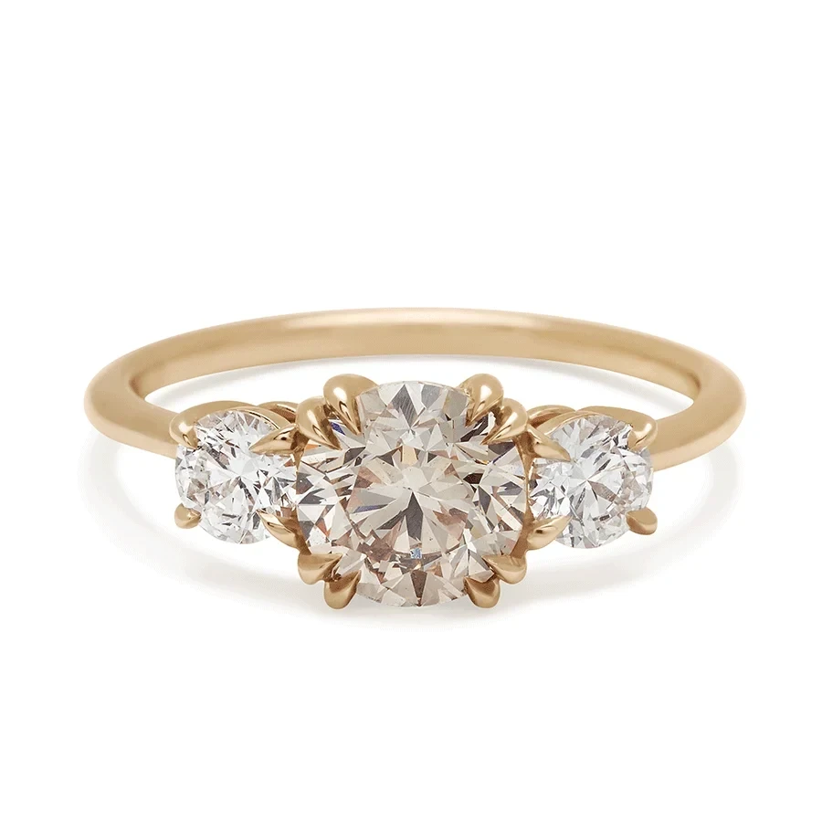 Eleonore Three Stone Ring - 14k Gold & Champagne Diamond (1.20ct)