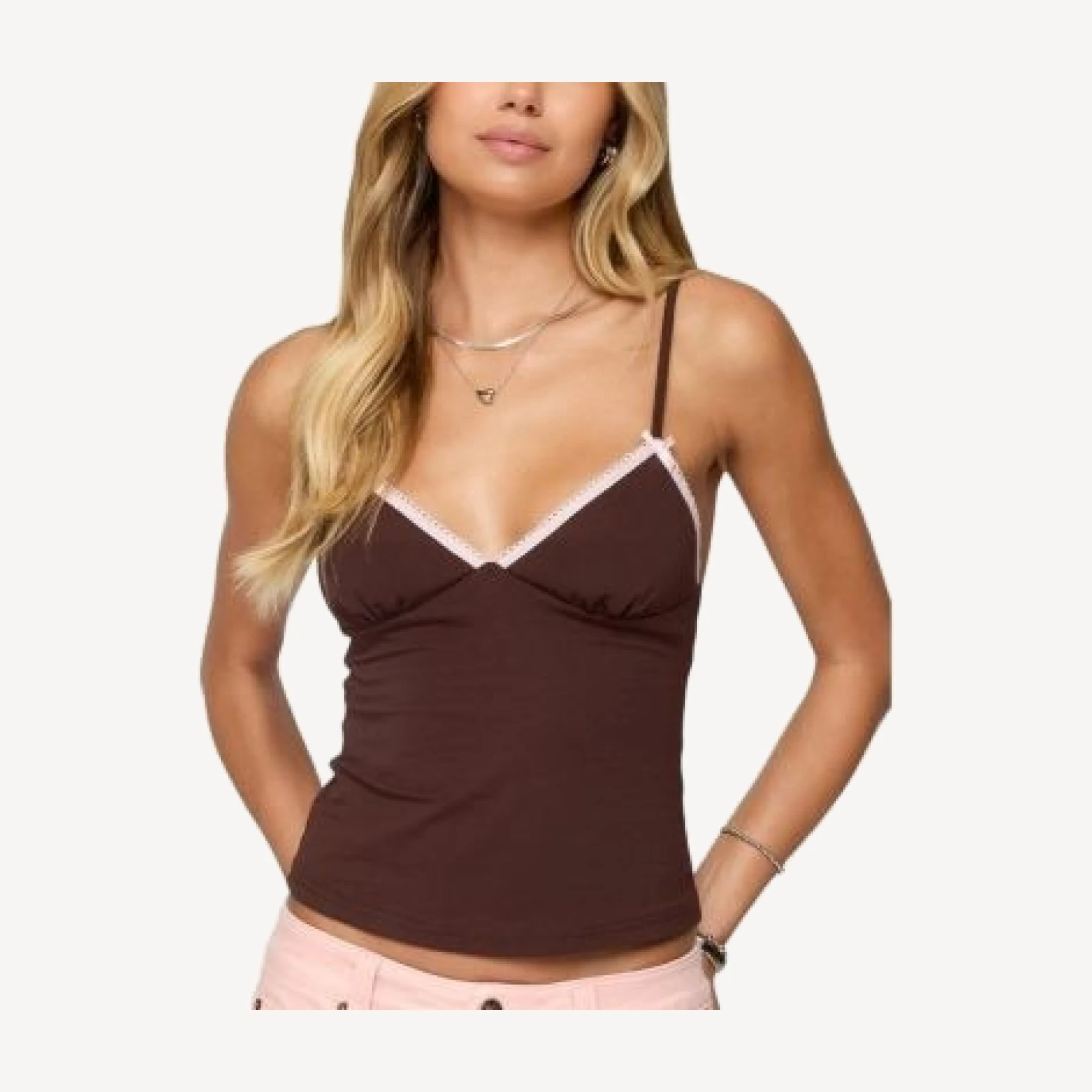 Edikted Ruelle Contrast Frill Tank Top