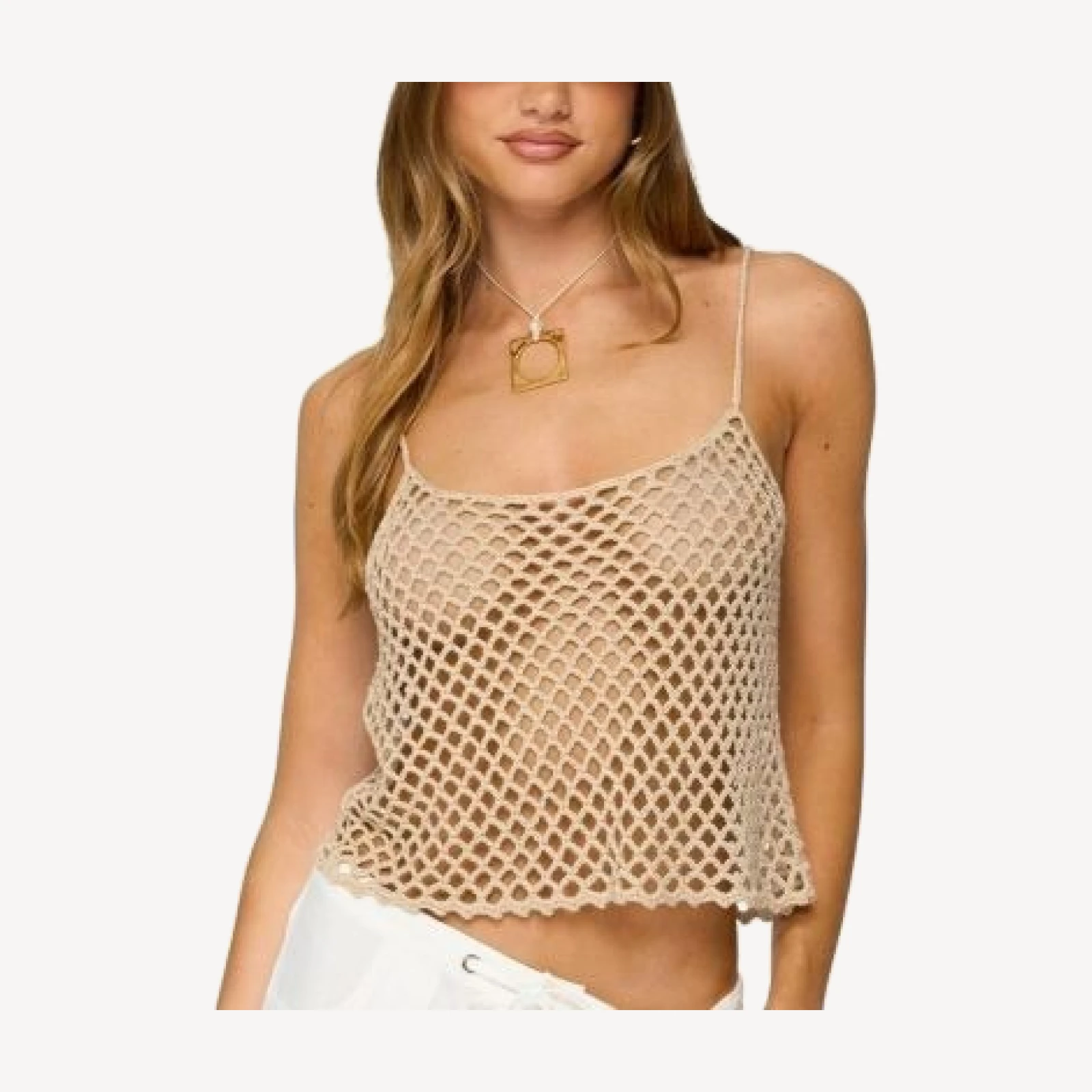 Edikted Florenza Open Crochet Tank Top