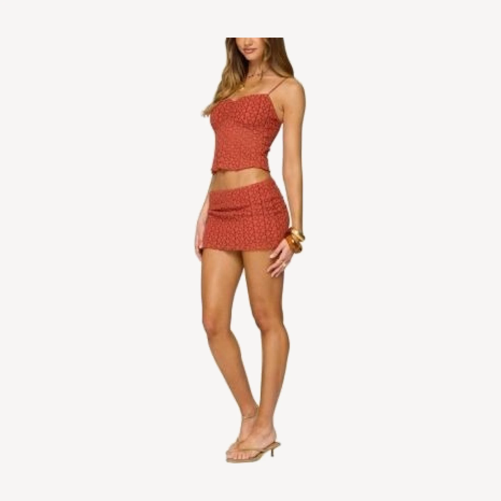 Edikted Josephina Textured Floral Tank Top