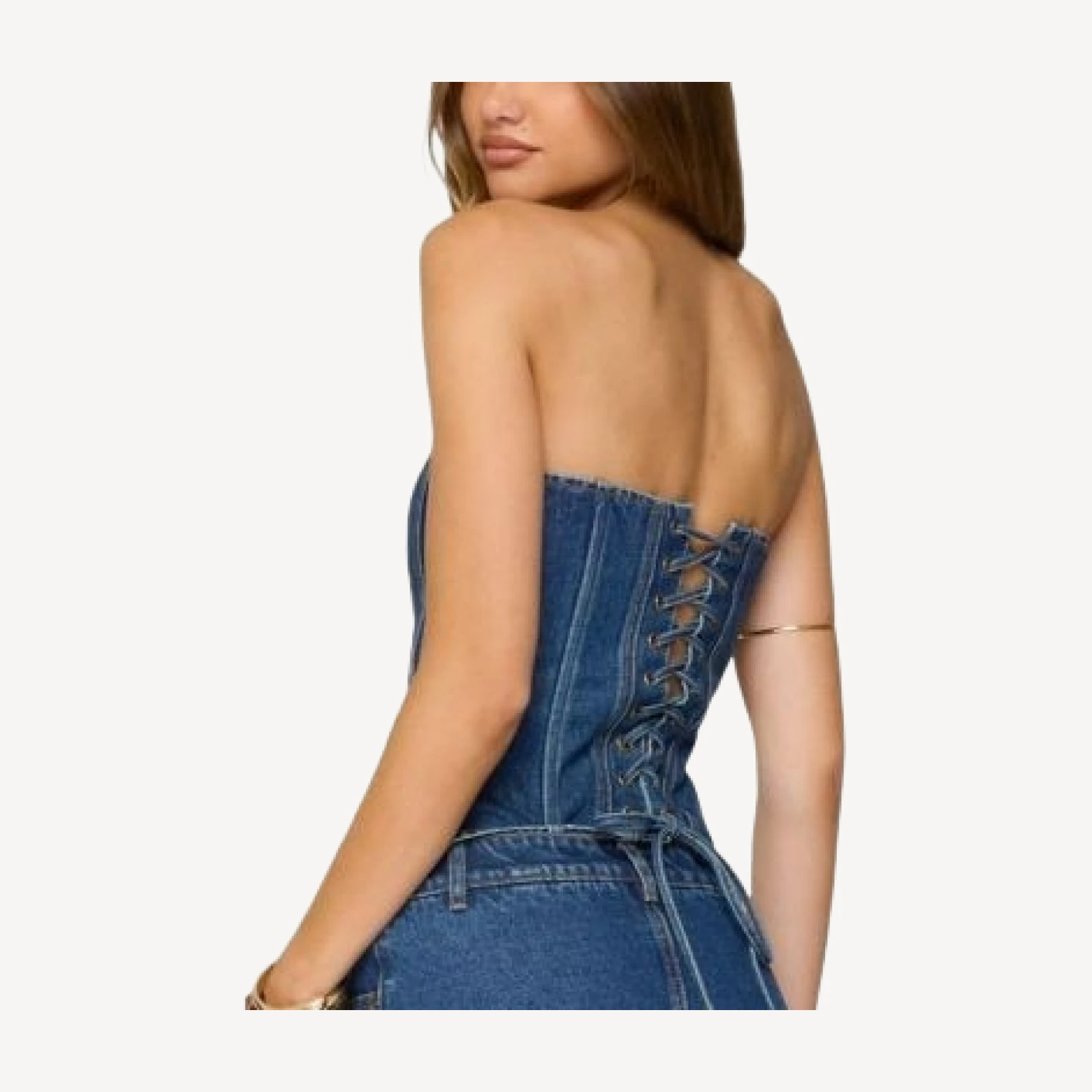Edikted Camelia Strapless Denim Corset