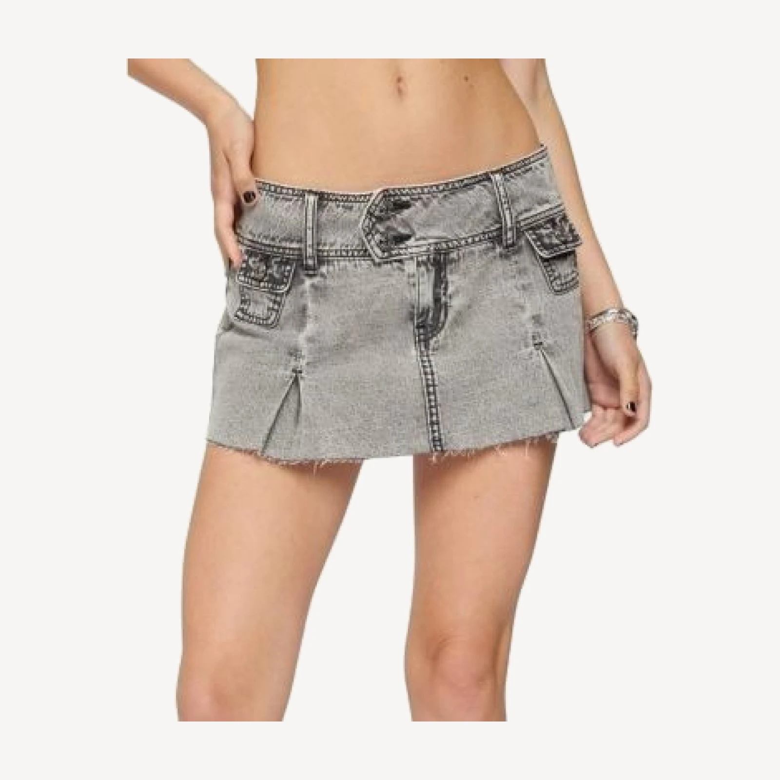 Edikted Vintage Washed Denim Mini Skirt