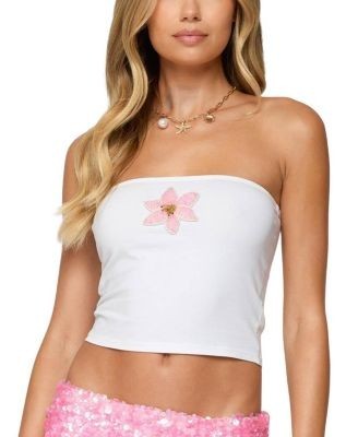 Edikted Luli Beaded Flower Tube Top