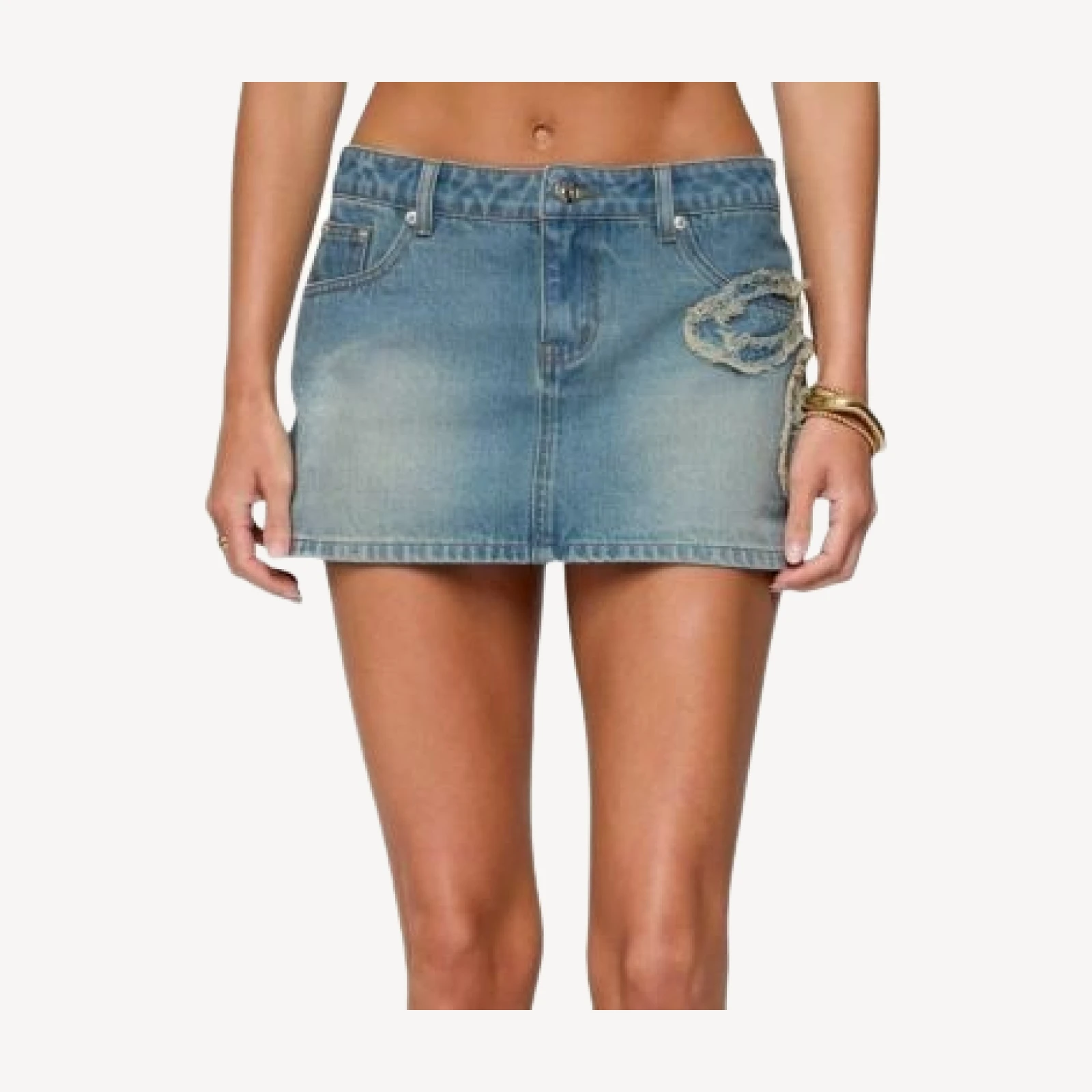 Edikted Bowiee Denim Mini Skirt