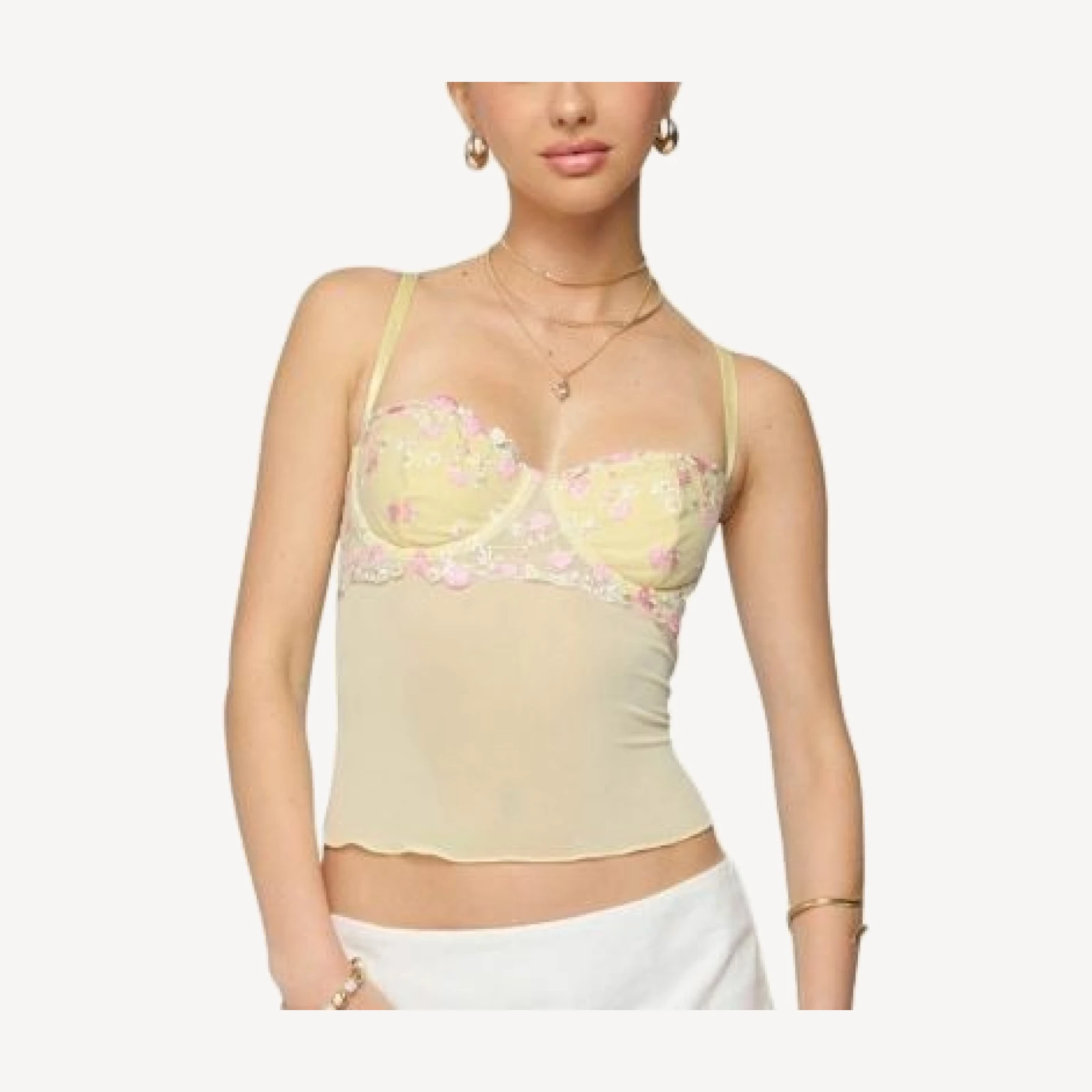 Edikted Embroidered Floral Sheer Bra Top