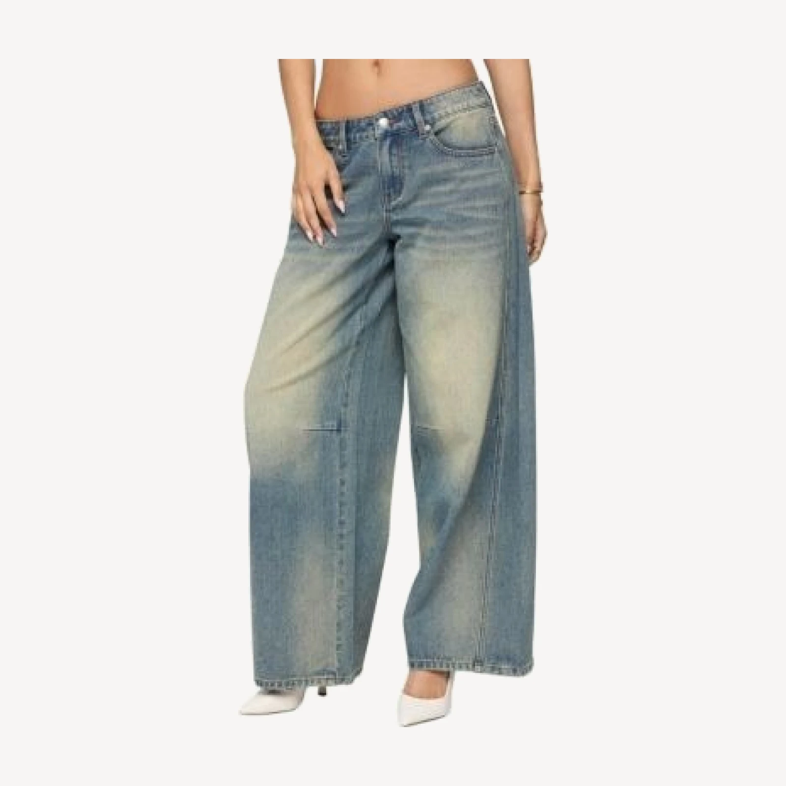 Edikted Washed Low Rise Baggy Medium Rinse Wash Jeans