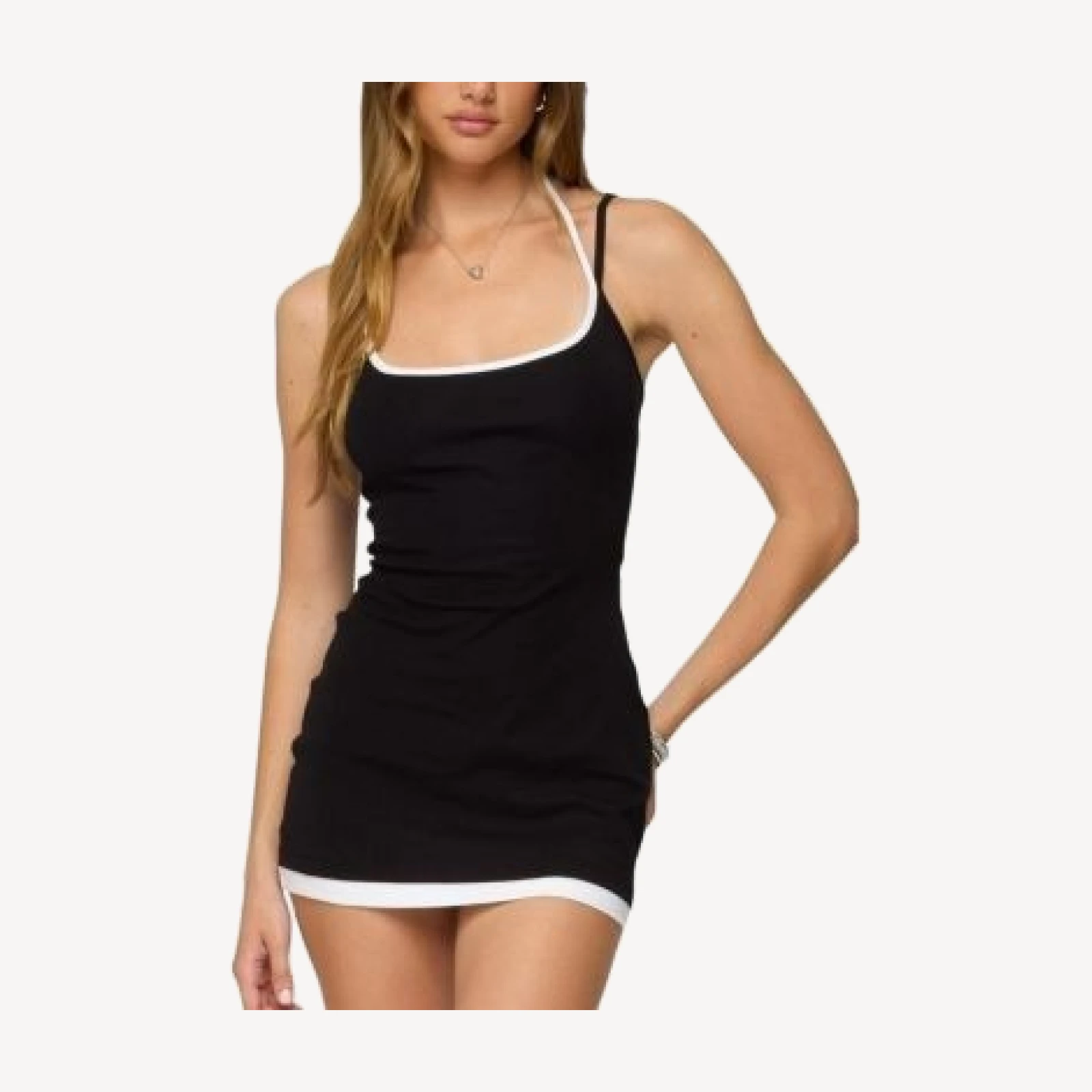 Edikted Contrast Layered Look Halter Mini Dress