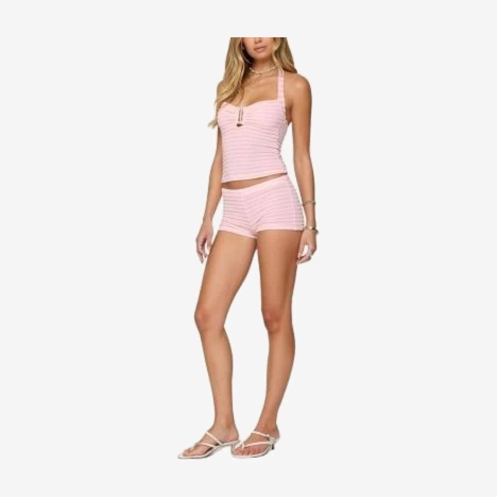 Edikted Lovina Textured Striped Halter Top