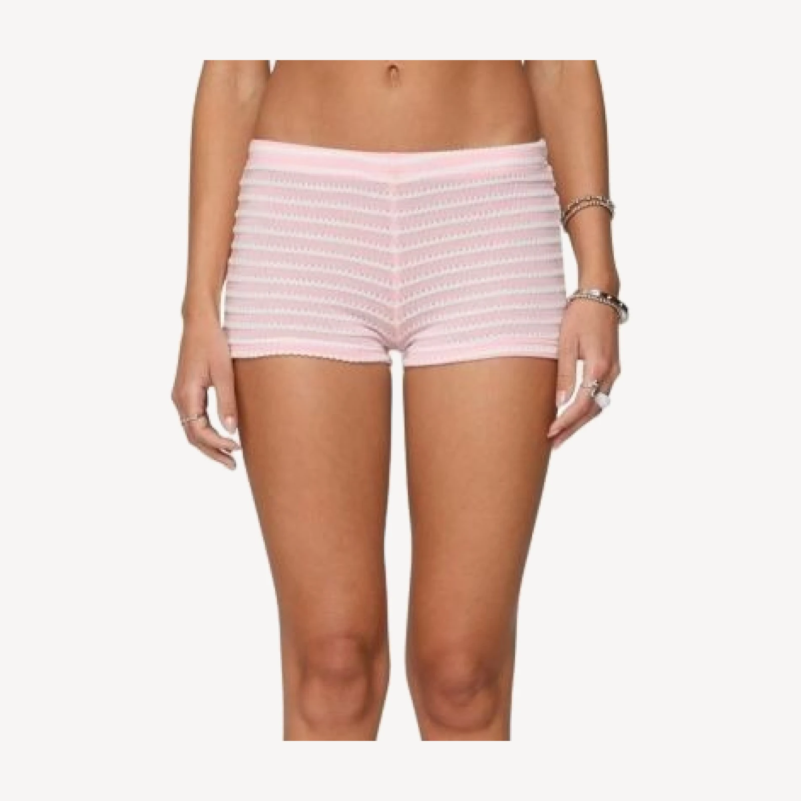 Edikted Lovina Textured Striped Micro Shorts