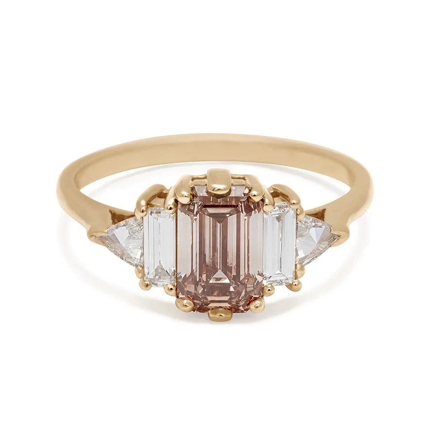 Theda Ring - 14k Gold & Emerald Cut Champagne Diamond (1.50ct)