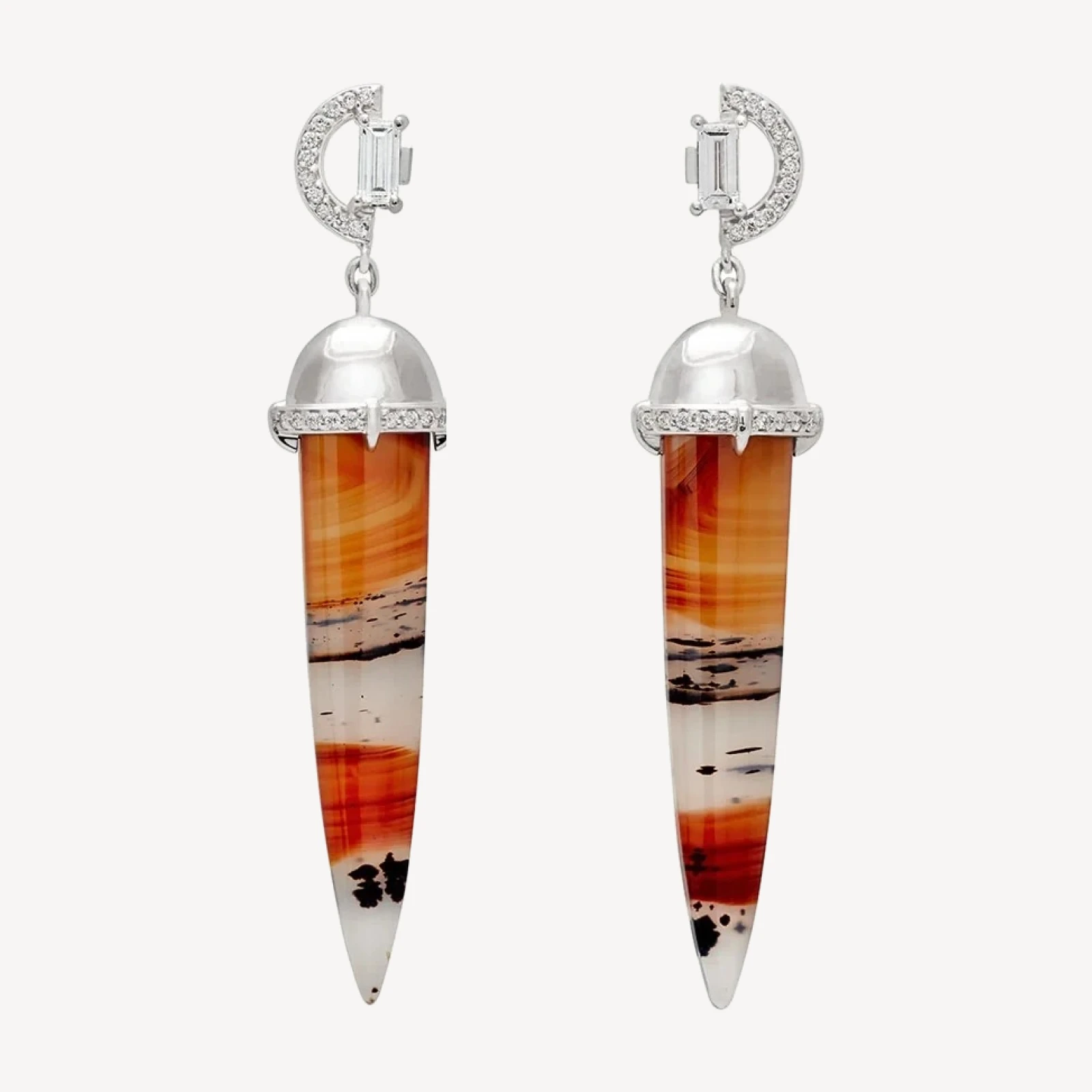 Sunset Chalcedony Theda Drop Earrings - White Gold