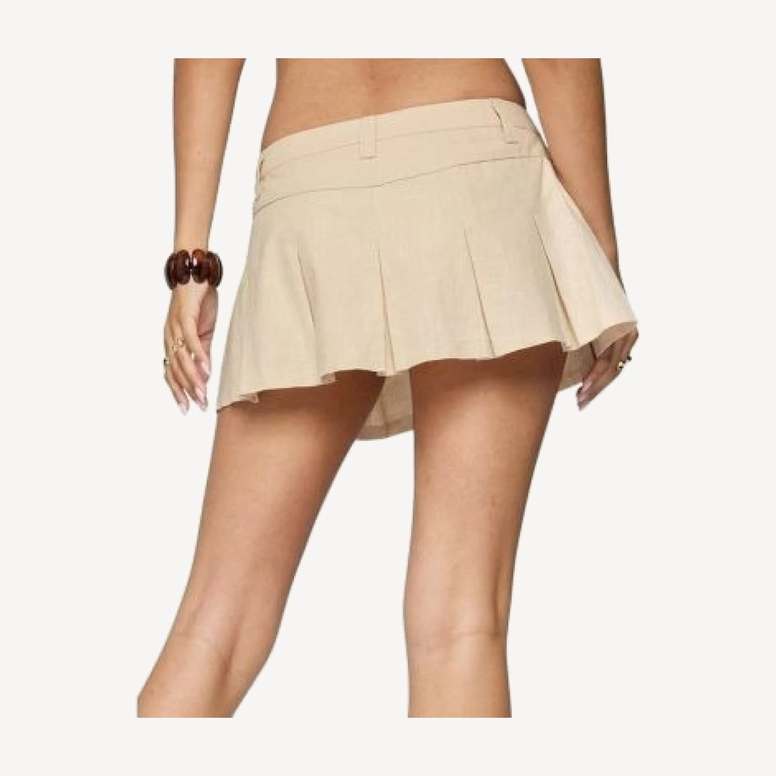 Edikted Klay Linen Look Pleated Mini Skirt
