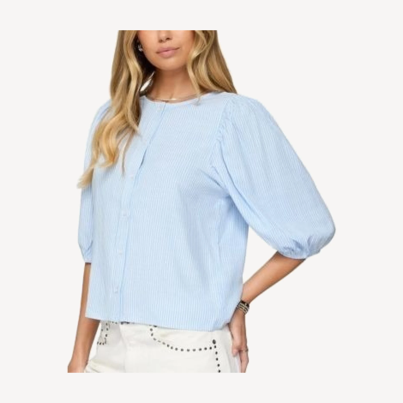 Edikted Pinstripe Linen Look Button Up Shirt