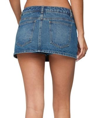 Edikted Ziggie Tie Front Denim Mini Skirt