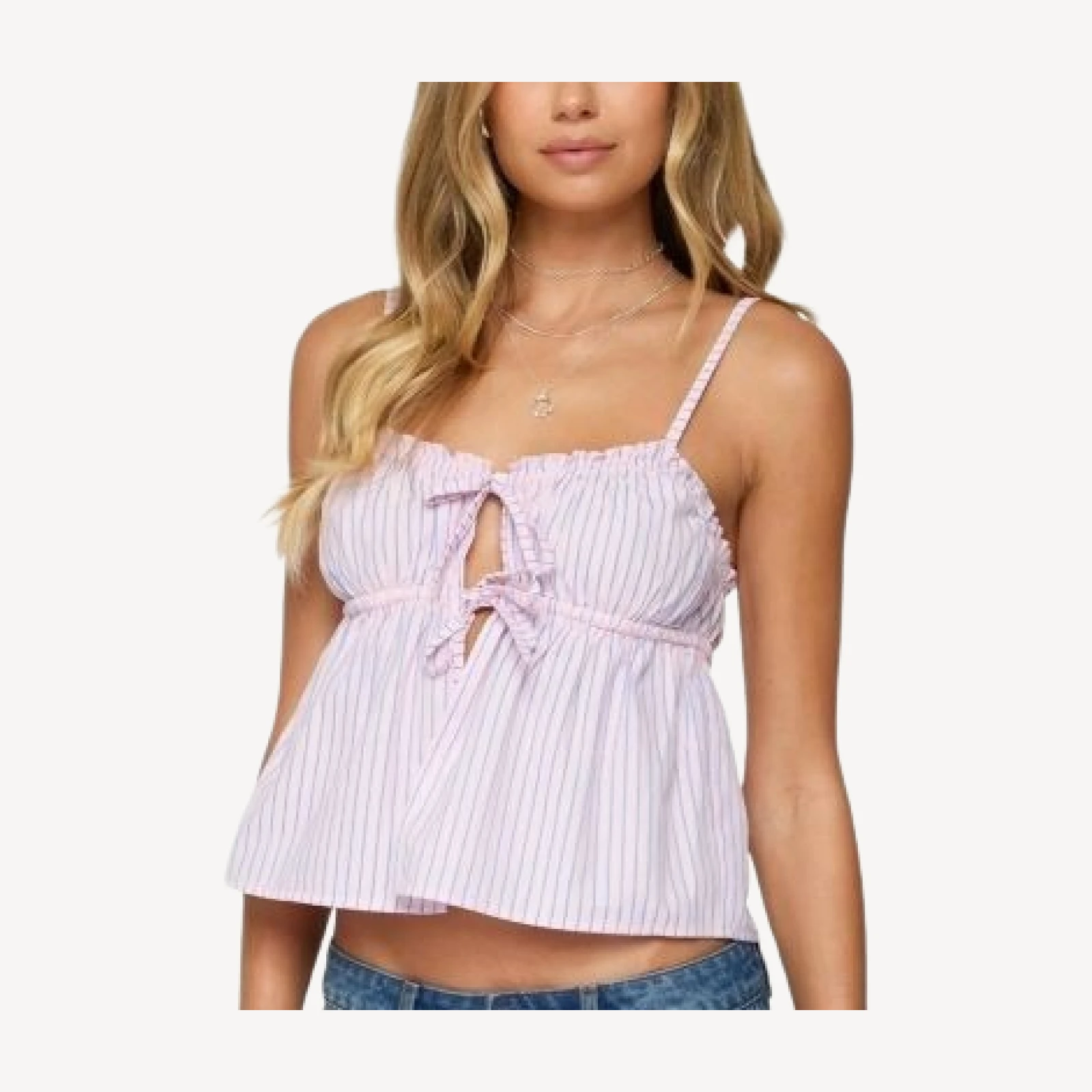 Edikted Avenly Striped Tie Front Babydoll Top