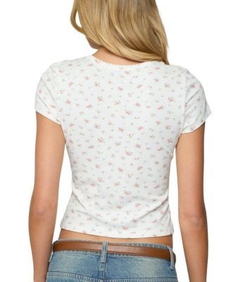 Edikted Odella Floral Ribbed Button Up Top