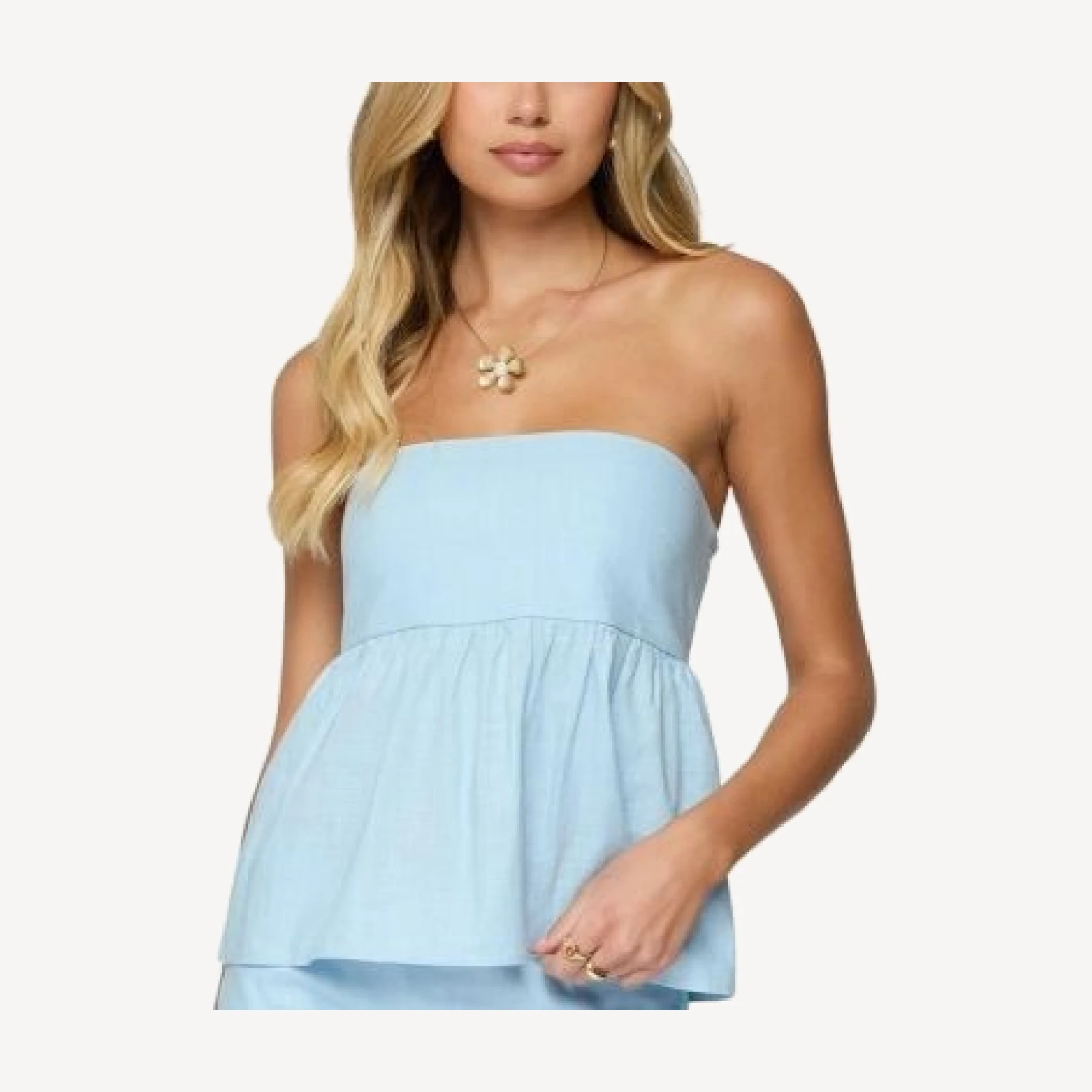 Edikted Avalai Linen Look Strapless Babydoll Top